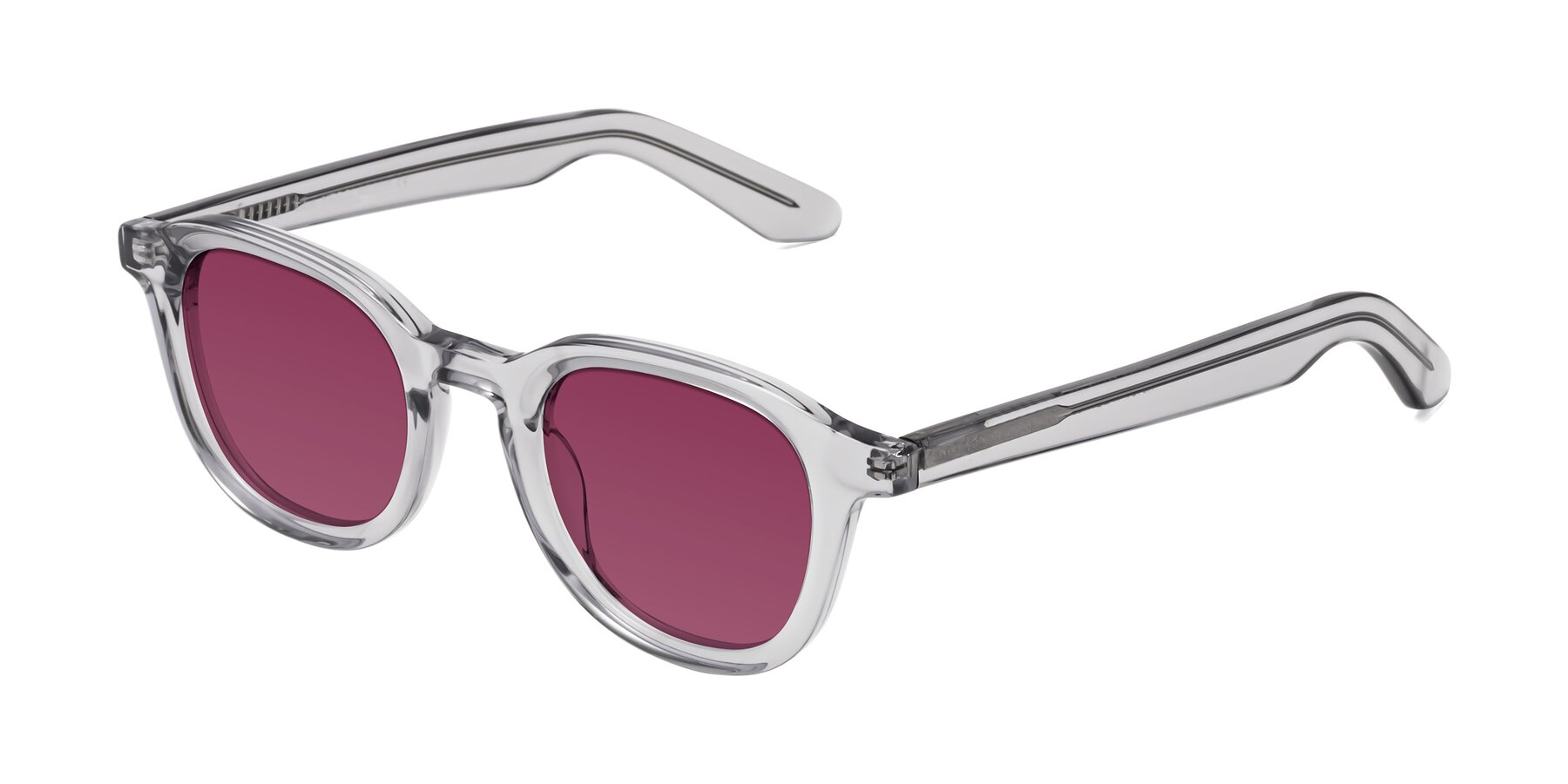 Angle of Titus in Transparent Gray with Wine Tinted Lenses