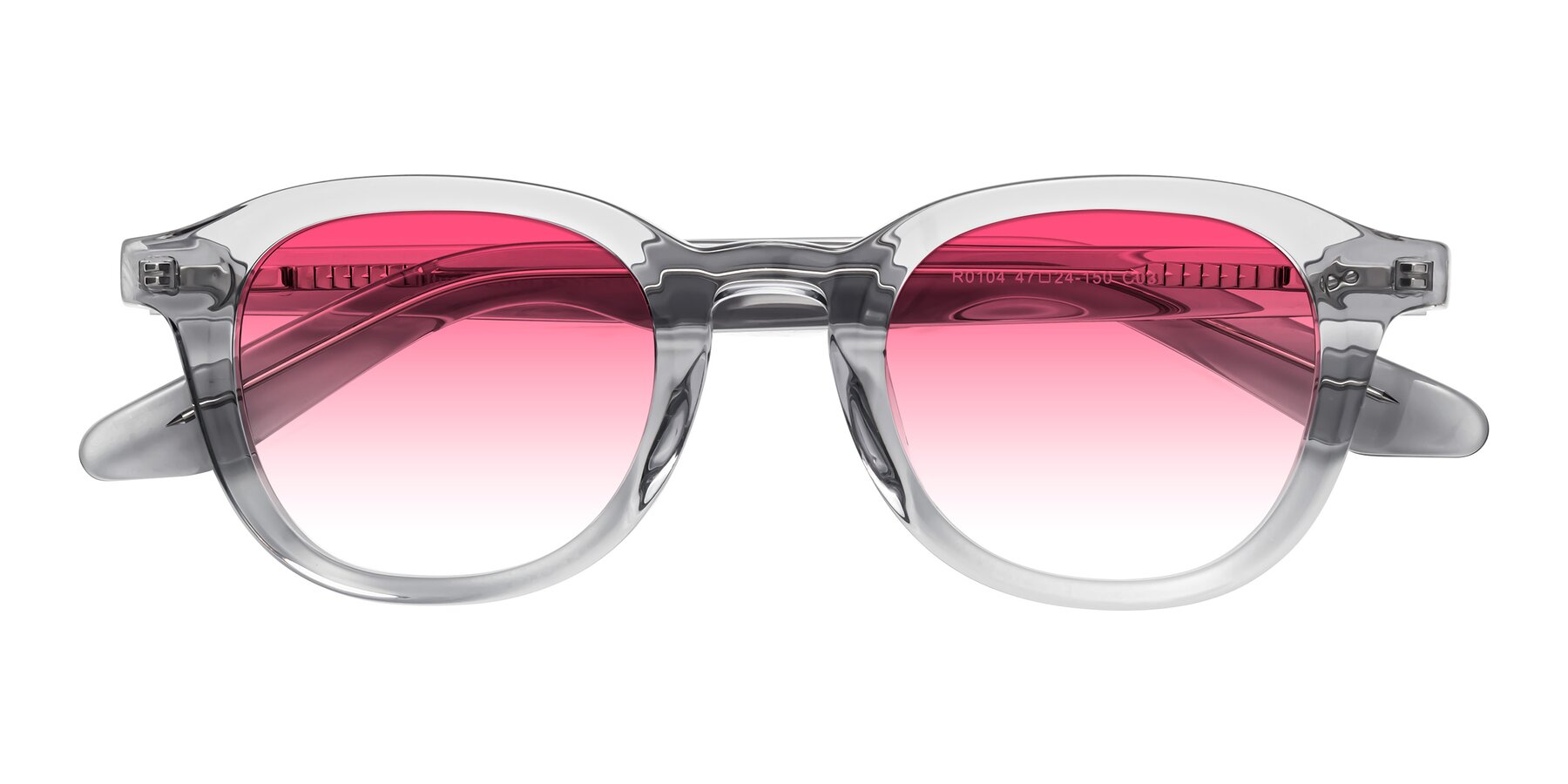 Folded Front of Titus in Transparent Gray with Pink Gradient Lenses