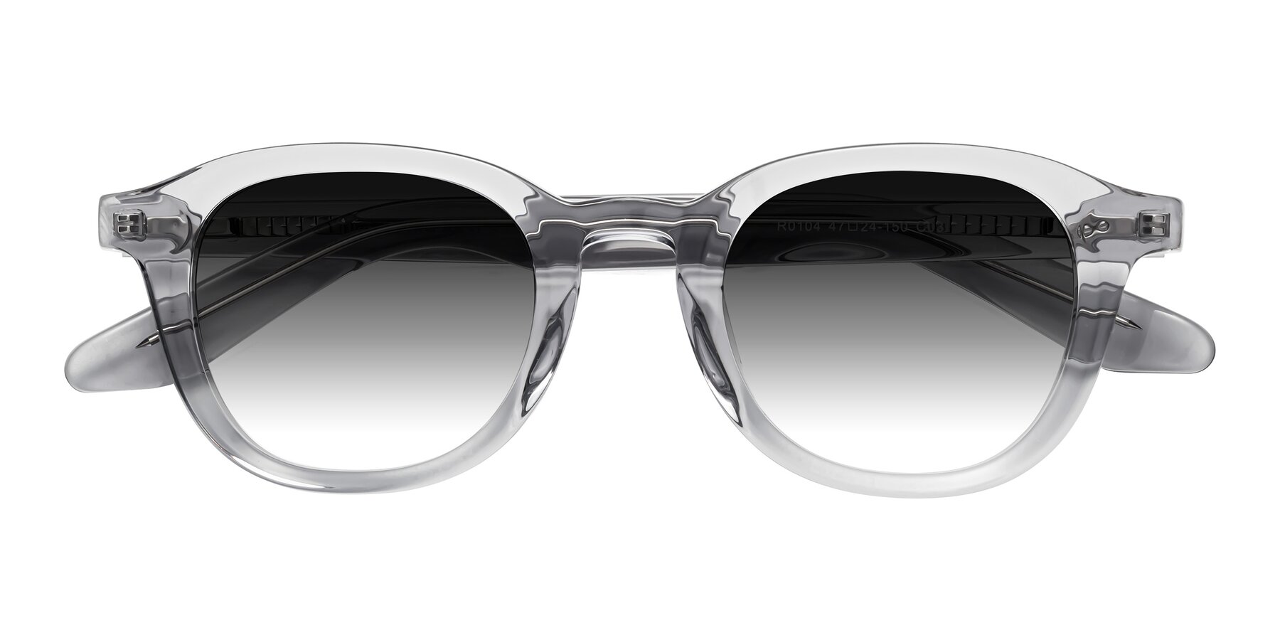 Folded Front of Titus in Transparent Gray with Gray Gradient Lenses