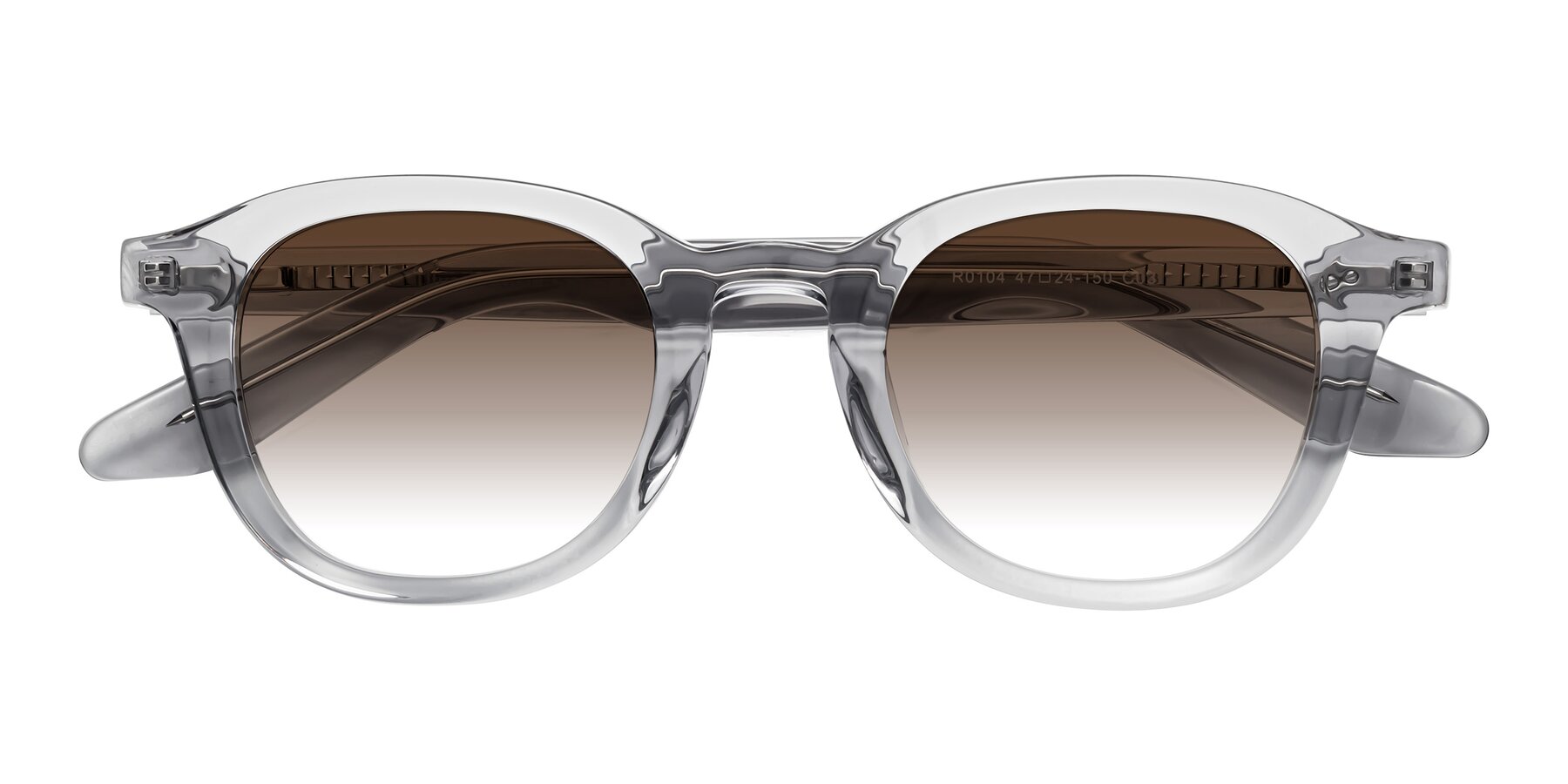 Folded Front of Titus in Transparent Gray with Brown Gradient Lenses
