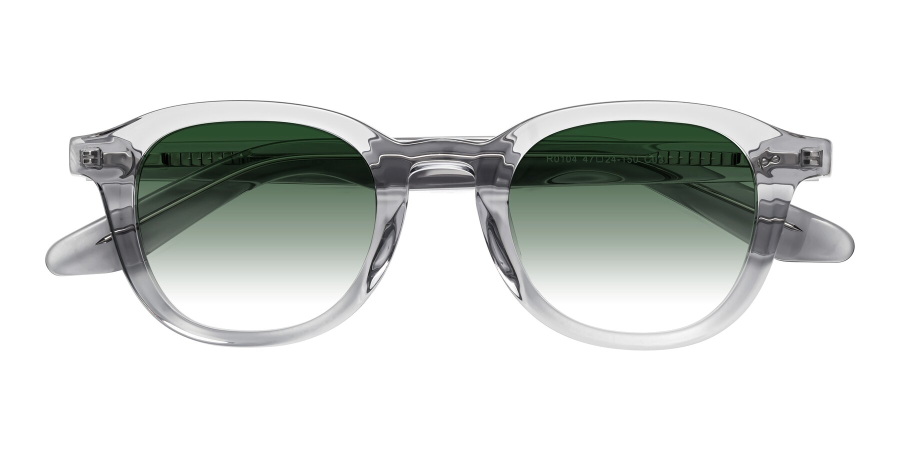 Folded Front of Titus in Transparent Gray with Green Gradient Lenses