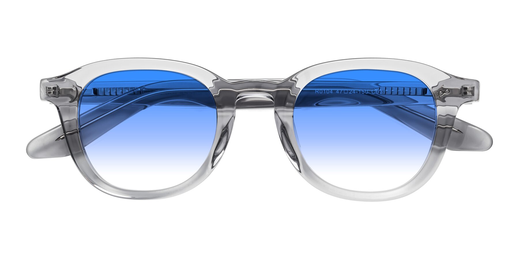 Folded Front of Titus in Transparent Gray with Blue Gradient Lenses