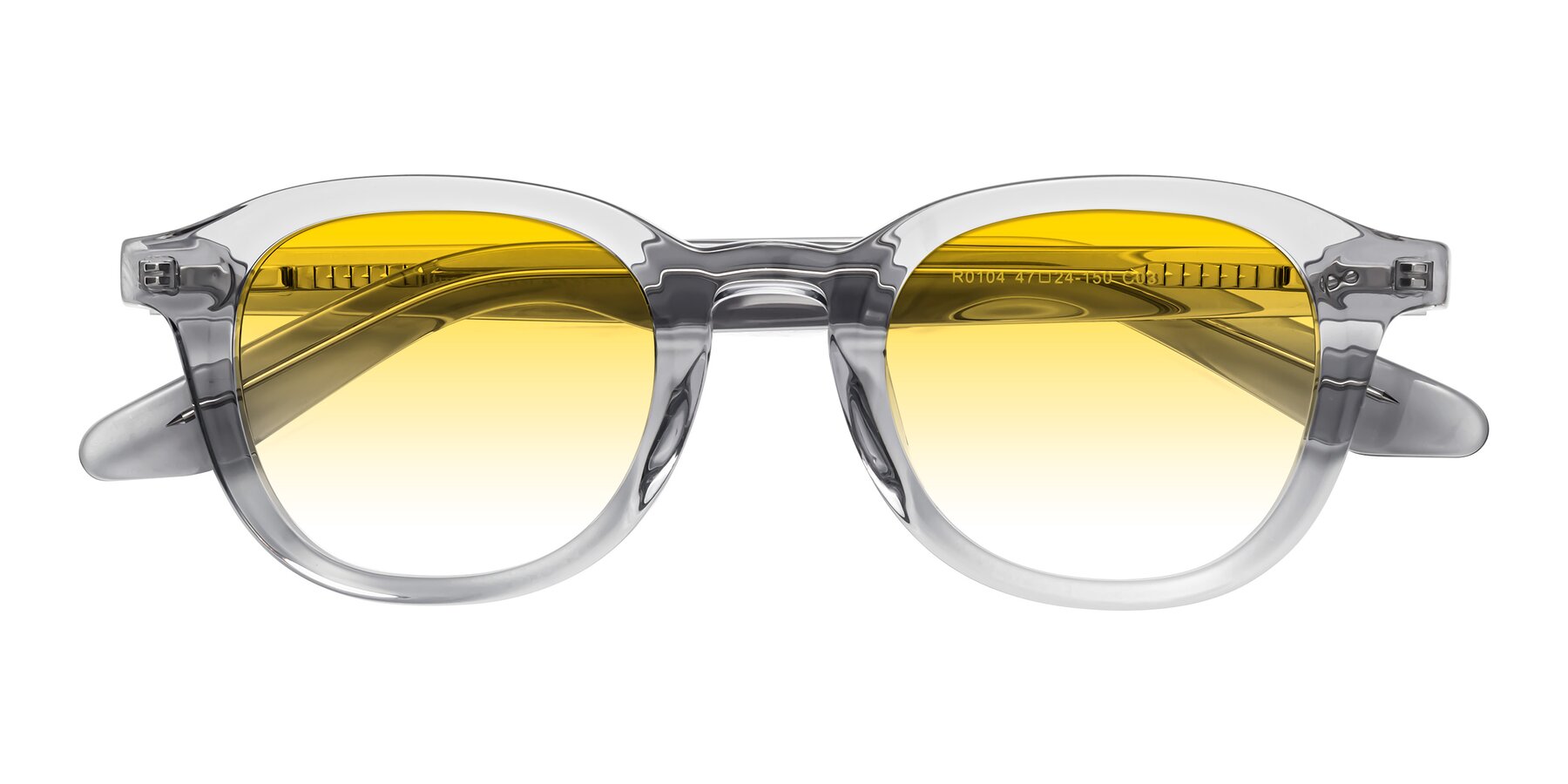 Folded Front of Titus in Transparent Gray with Yellow Gradient Lenses