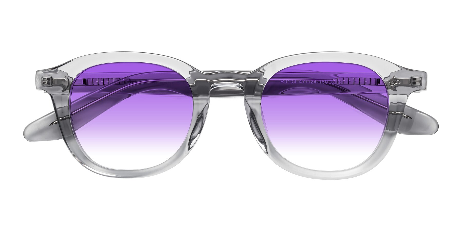 Folded Front of Titus in Transparent Gray with Purple Gradient Lenses