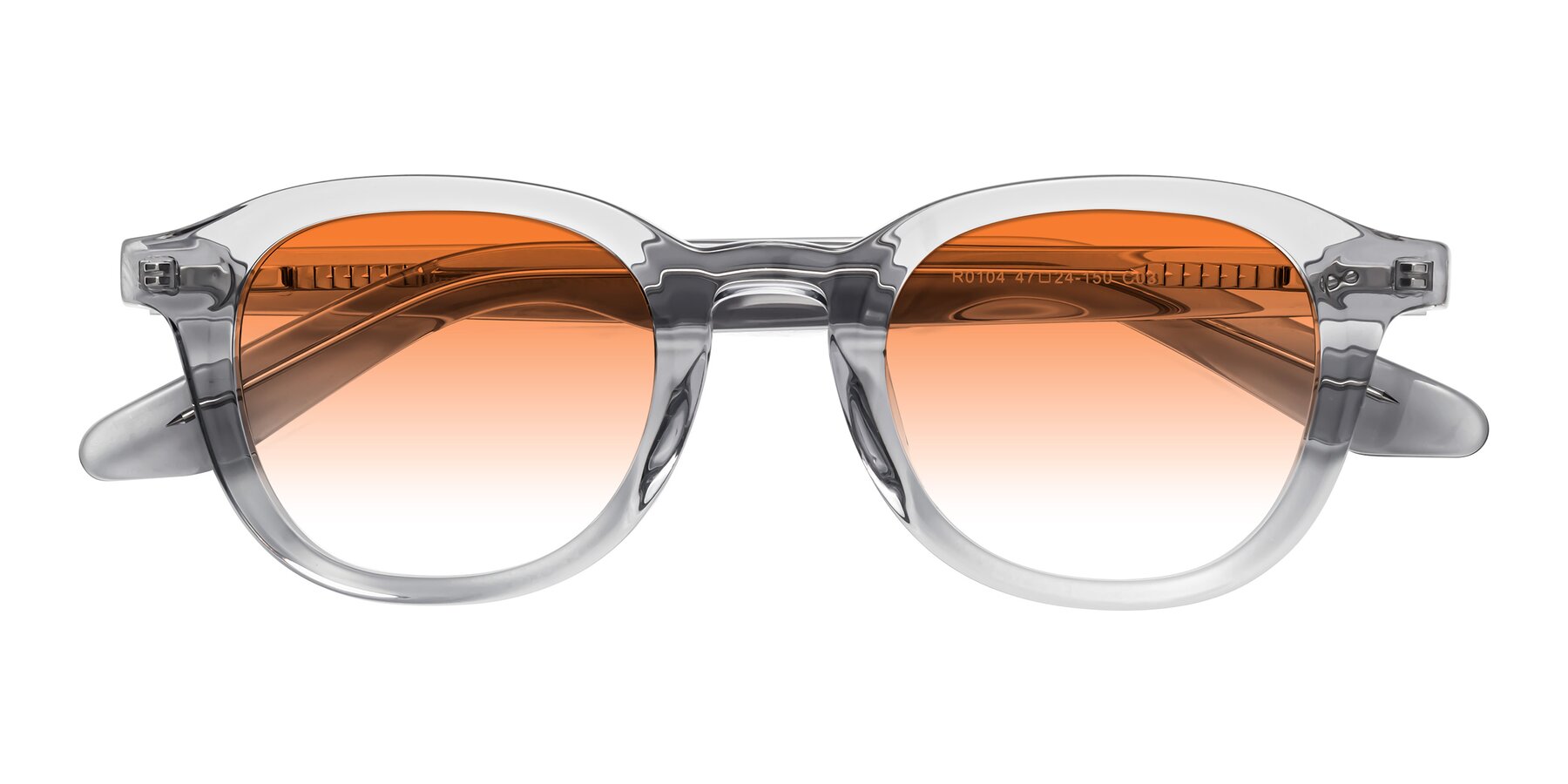 Folded Front of Titus in Transparent Gray with Orange Gradient Lenses