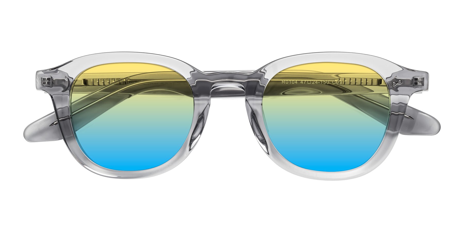 Folded Front of Titus in Transparent Gray with Yellow / Blue Gradient Lenses