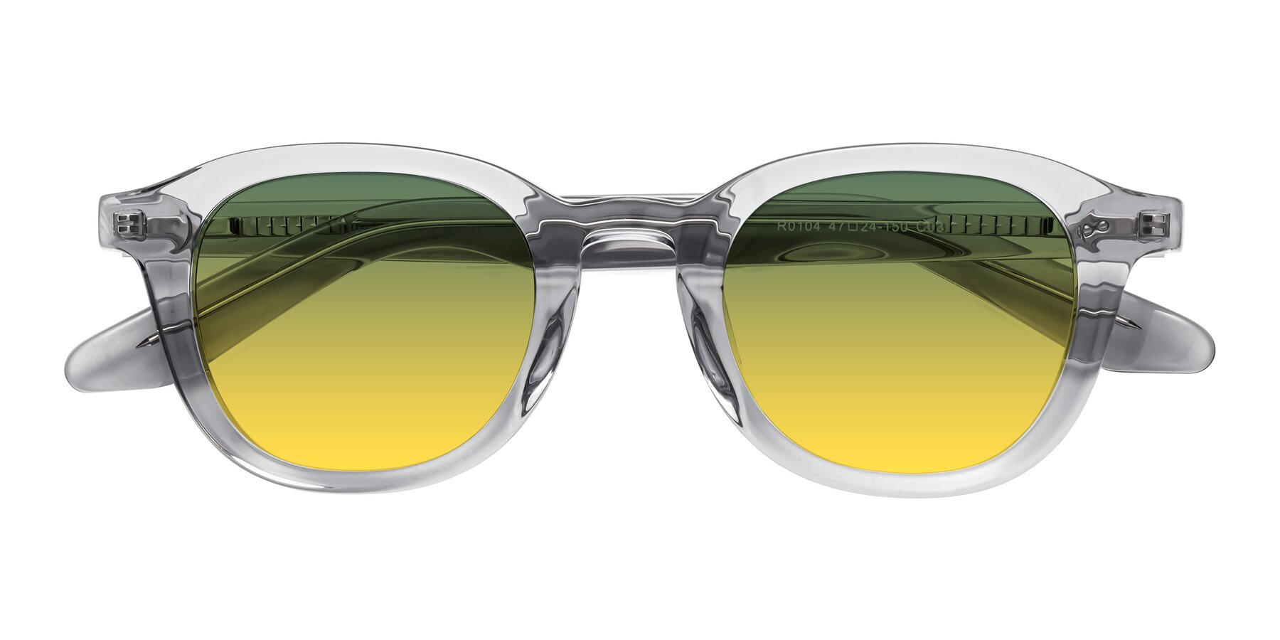 Folded Front of Titus in Transparent Gray with Green / Yellow Gradient Lenses