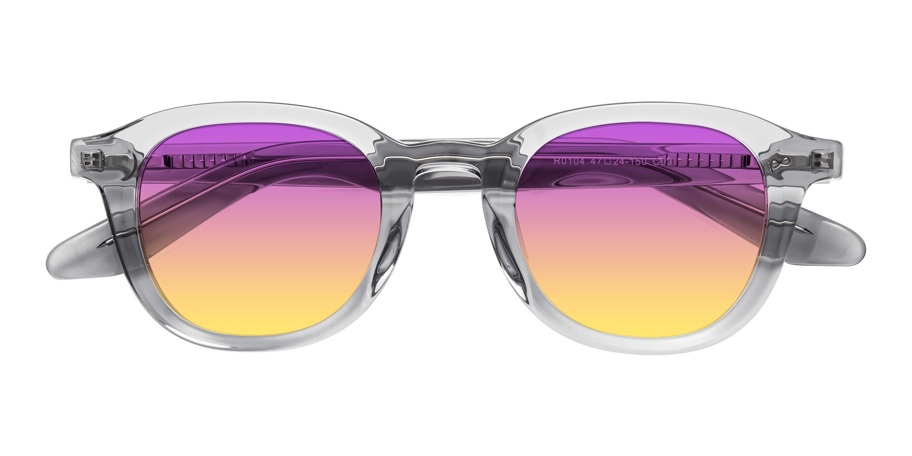Folded Front of Titus in Transparent Gray with Purple / Yellow Gradient Lenses