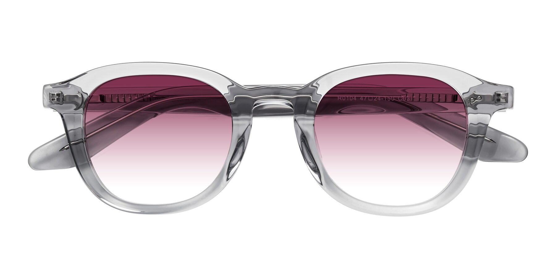 Folded Front of Titus in Transparent Gray with Wine Gradient Lenses