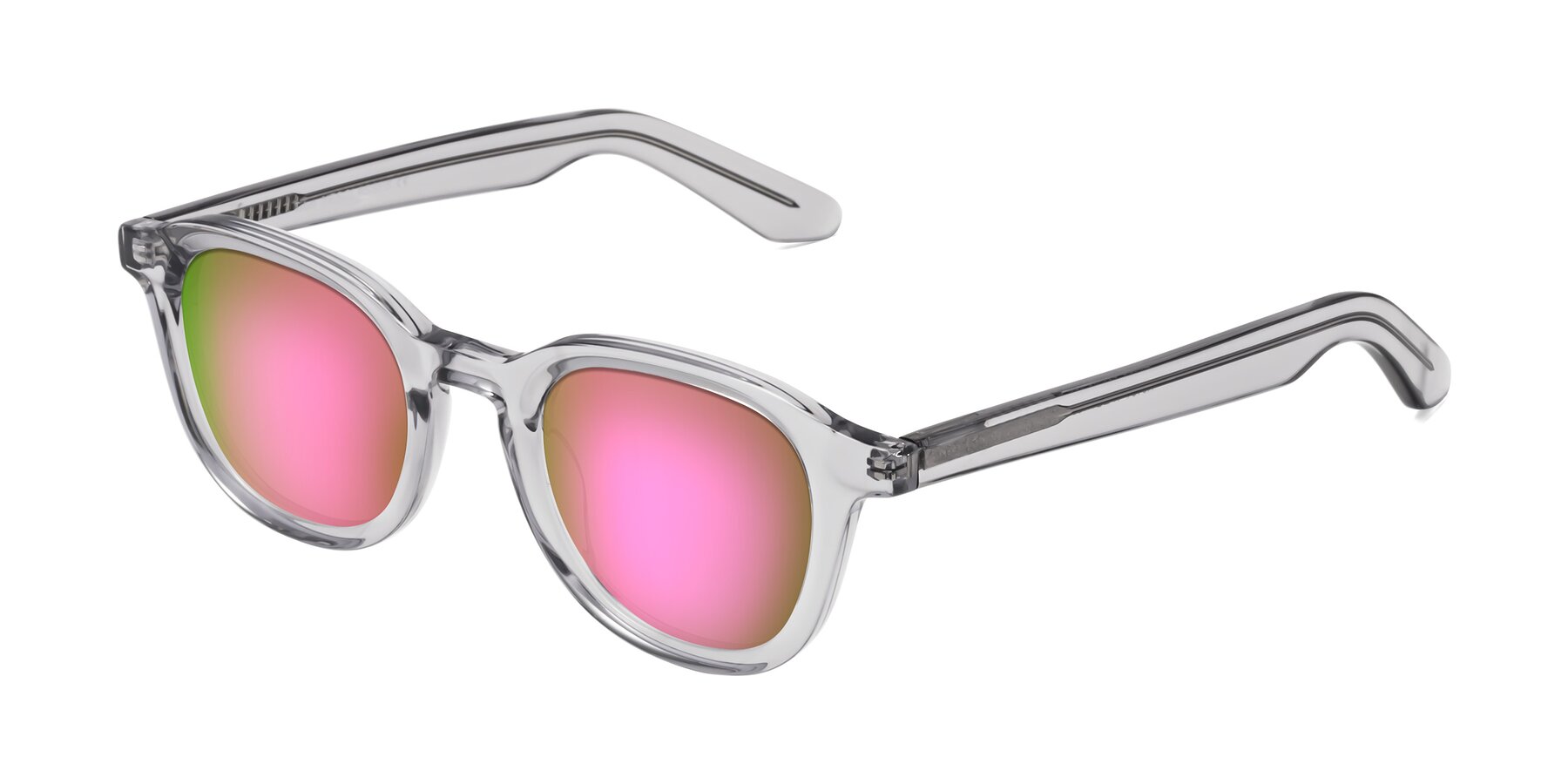 Angle of Titus in Transparent Gray with Pink Mirrored Lenses