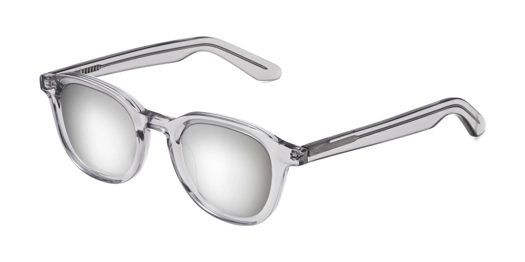 Angle of Titus in Transparent Gray with Silver Mirrored Lenses