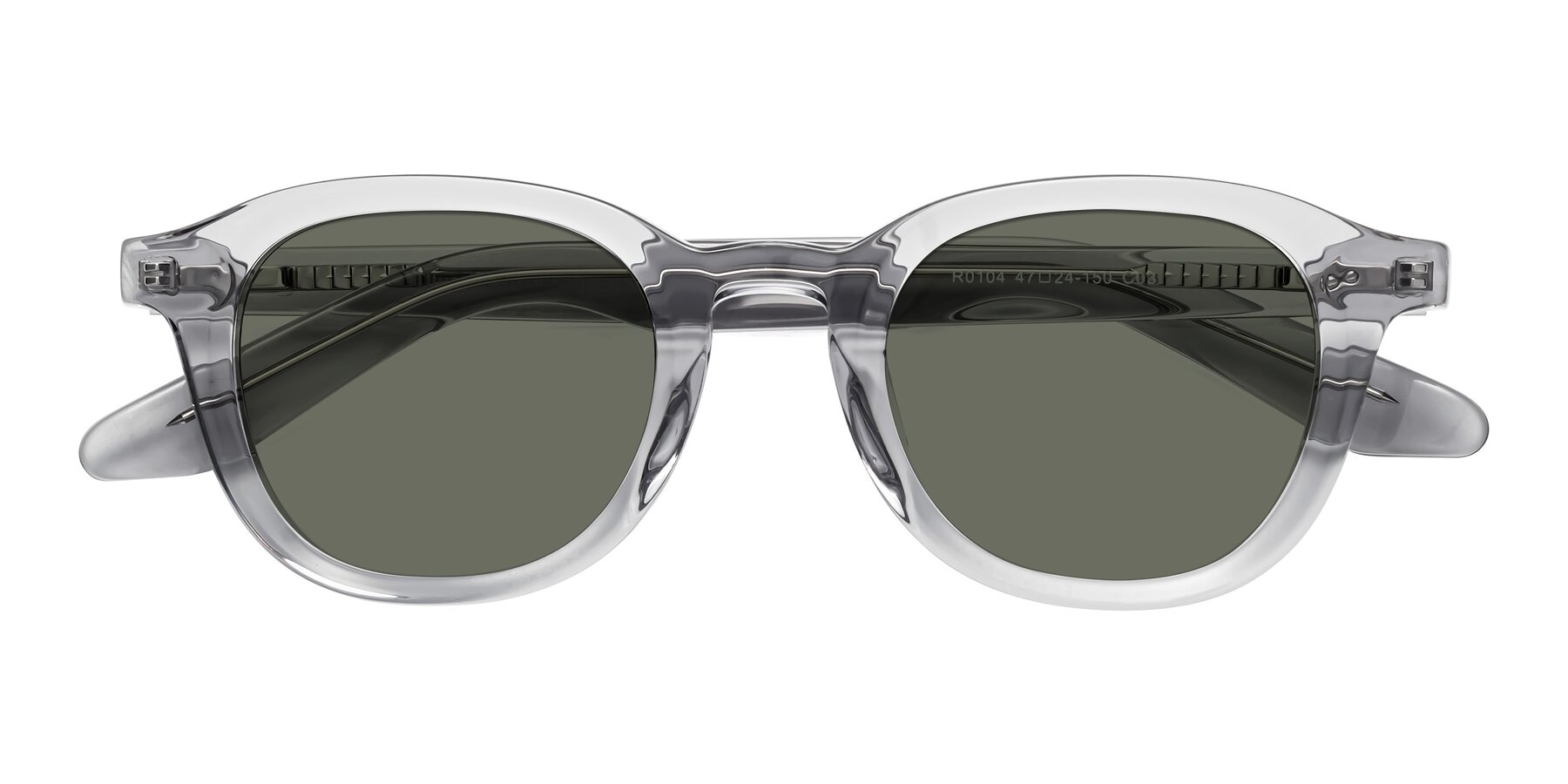 Folded Front of Titus in Transparent Gray with Gray Polarized Lenses