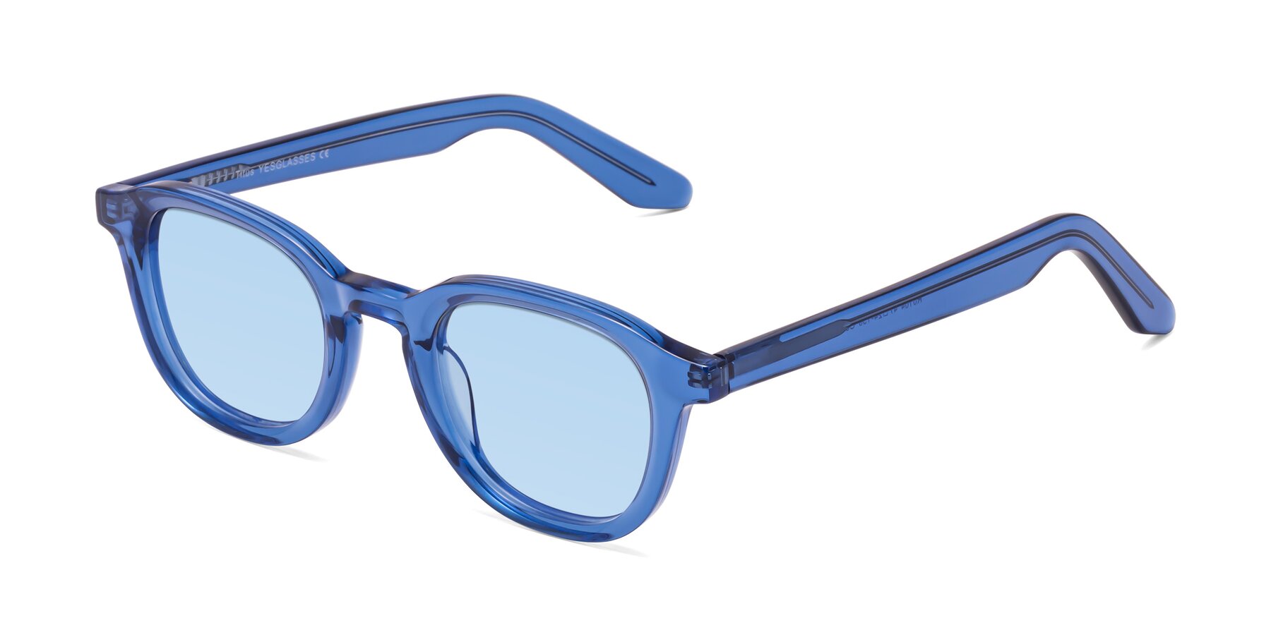 Angle of Titus in Translucent Blue with Light Blue Tinted Lenses