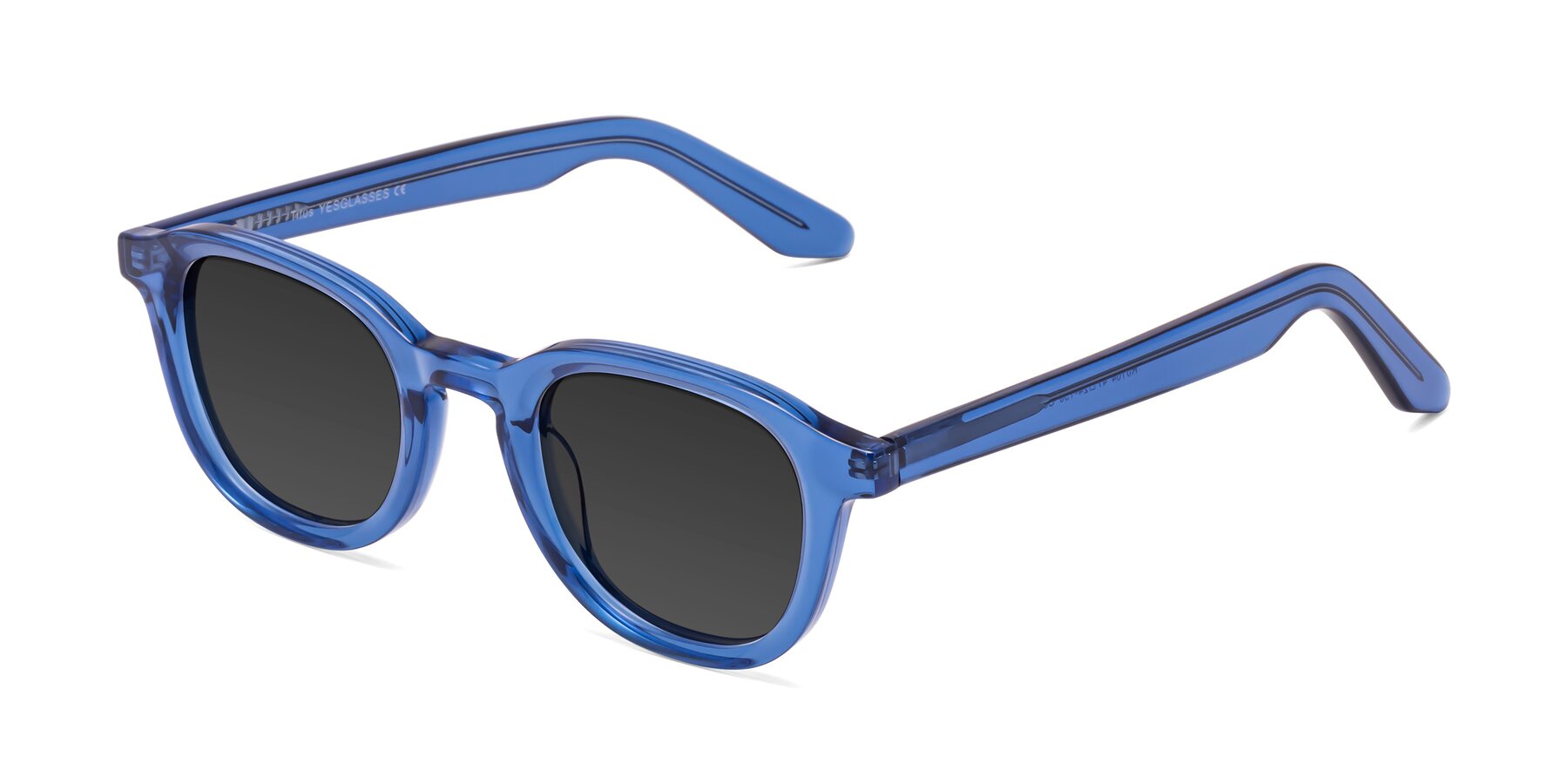 Angle of Titus in Translucent Blue with Gray Tinted Lenses