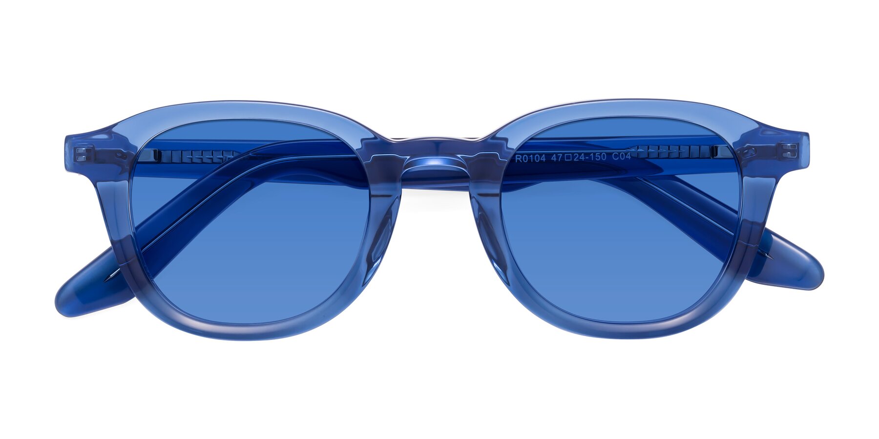 Folded Front of Titus in Translucent Blue with Blue Tinted Lenses