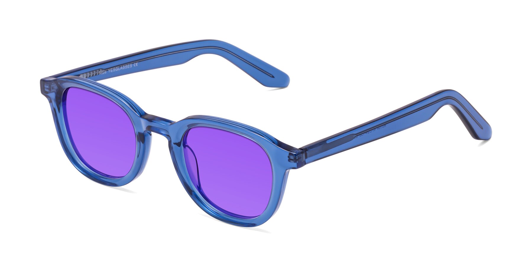 Angle of Titus in Translucent Blue with Purple Tinted Lenses