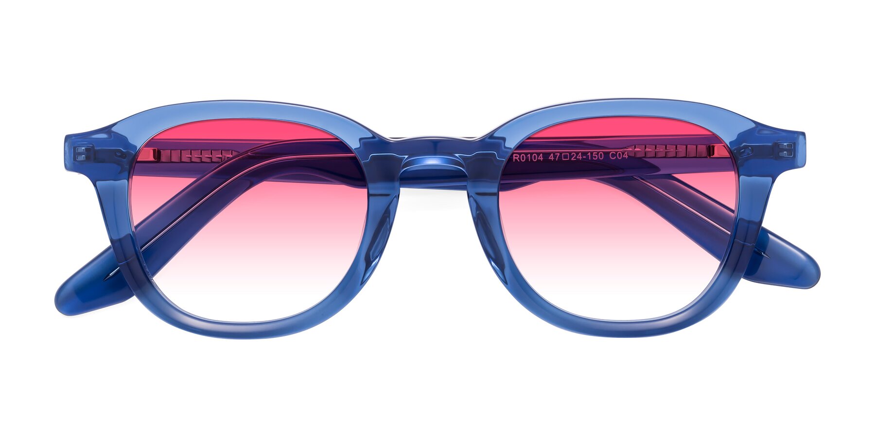 Folded Front of Titus in Translucent Blue with Pink Gradient Lenses