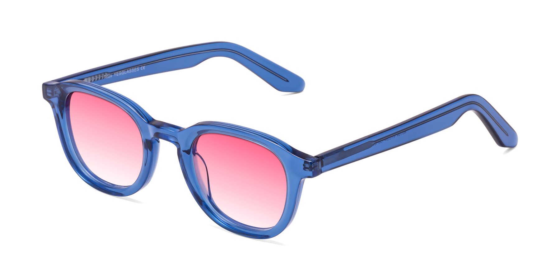 Angle of Titus in Translucent Blue with Pink Gradient Lenses