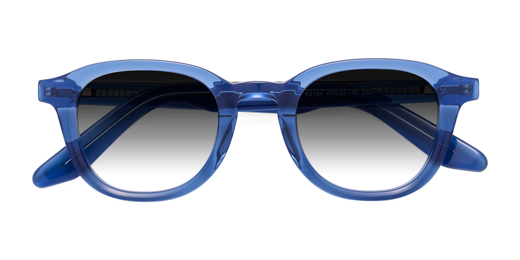 Folded Front of Titus in Translucent Blue with Gray Gradient Lenses