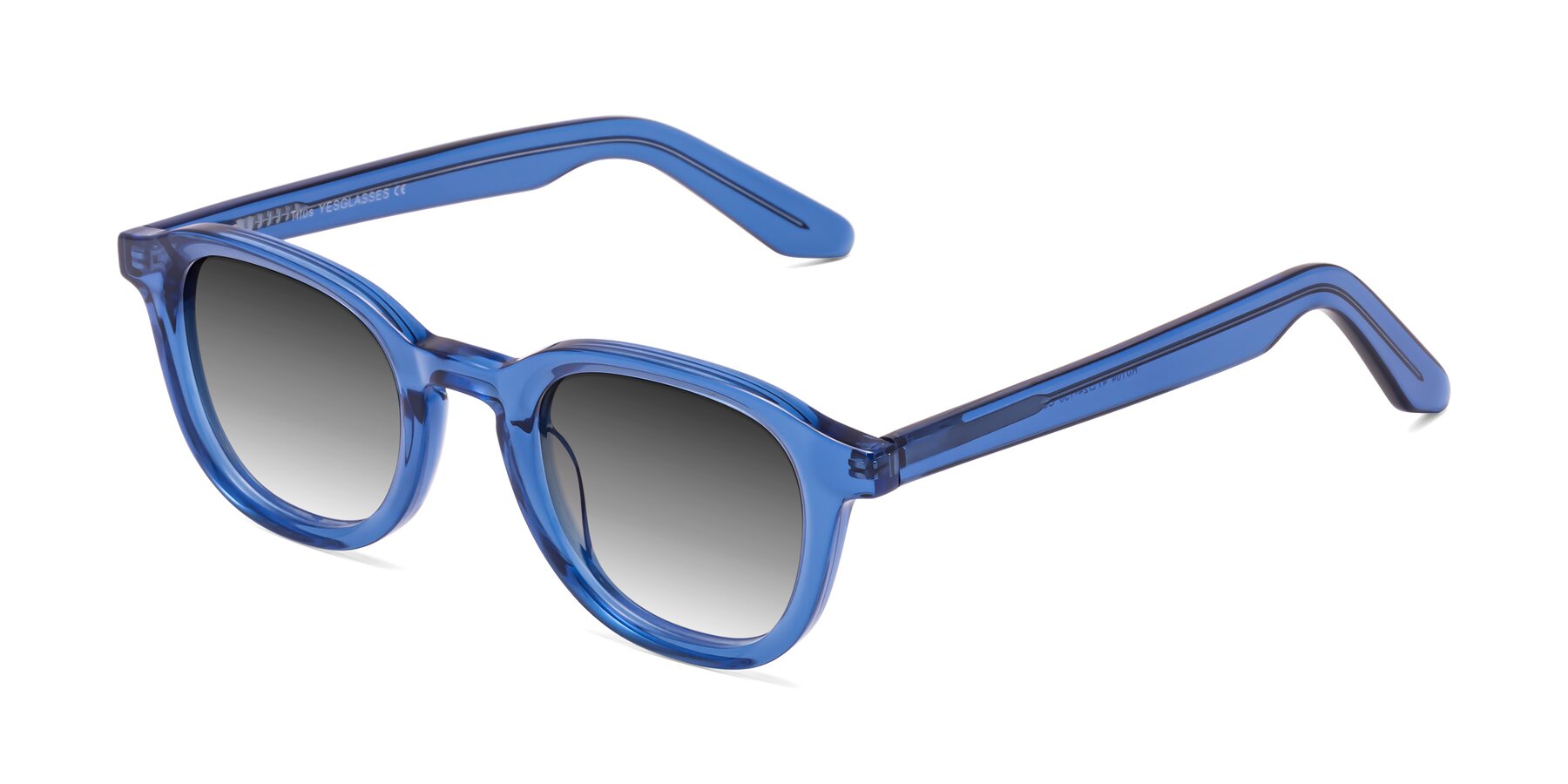 Angle of Titus in Translucent Blue with Gray Gradient Lenses