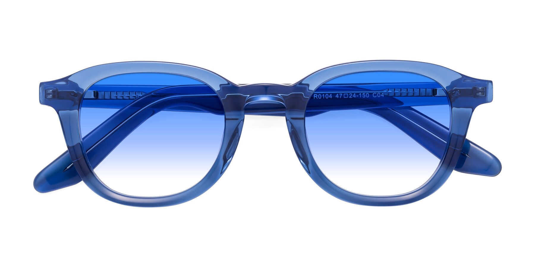 Folded Front of Titus in Translucent Blue with Blue Gradient Lenses