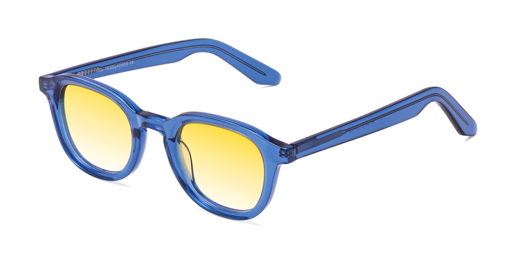 Angle of Titus in Translucent Blue with Yellow Gradient Lenses