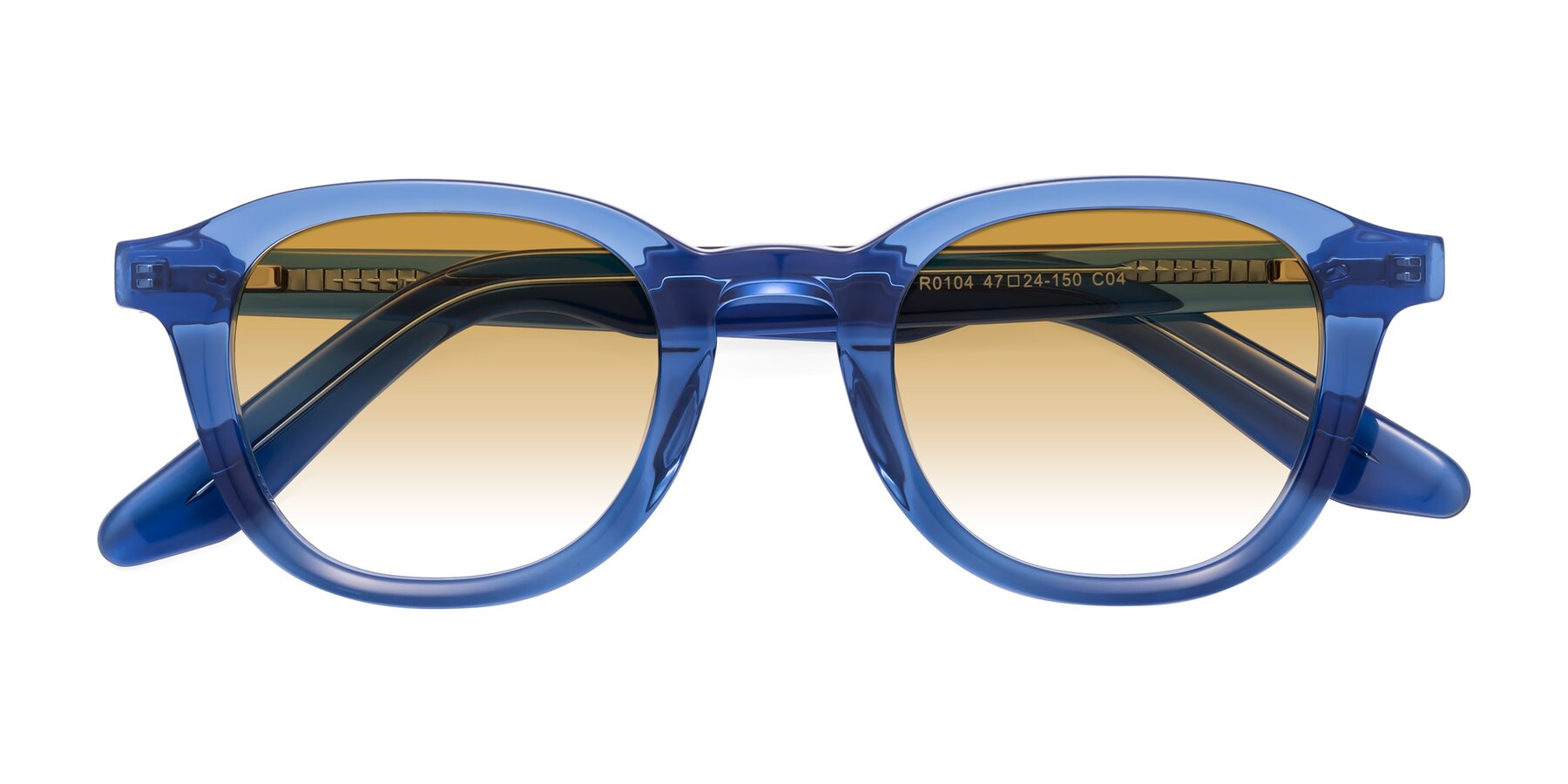 Folded Front of Titus in Translucent Blue with Champagne Gradient Lenses