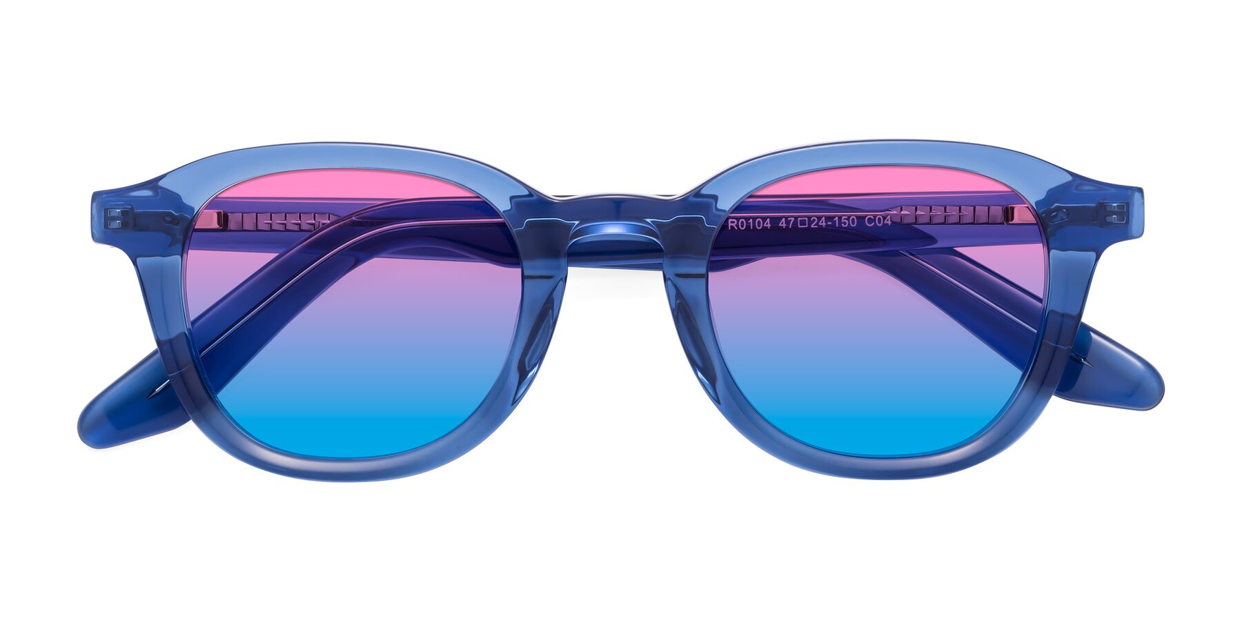 Folded Front of Titus in Translucent Blue with Pink / Blue Gradient Lenses