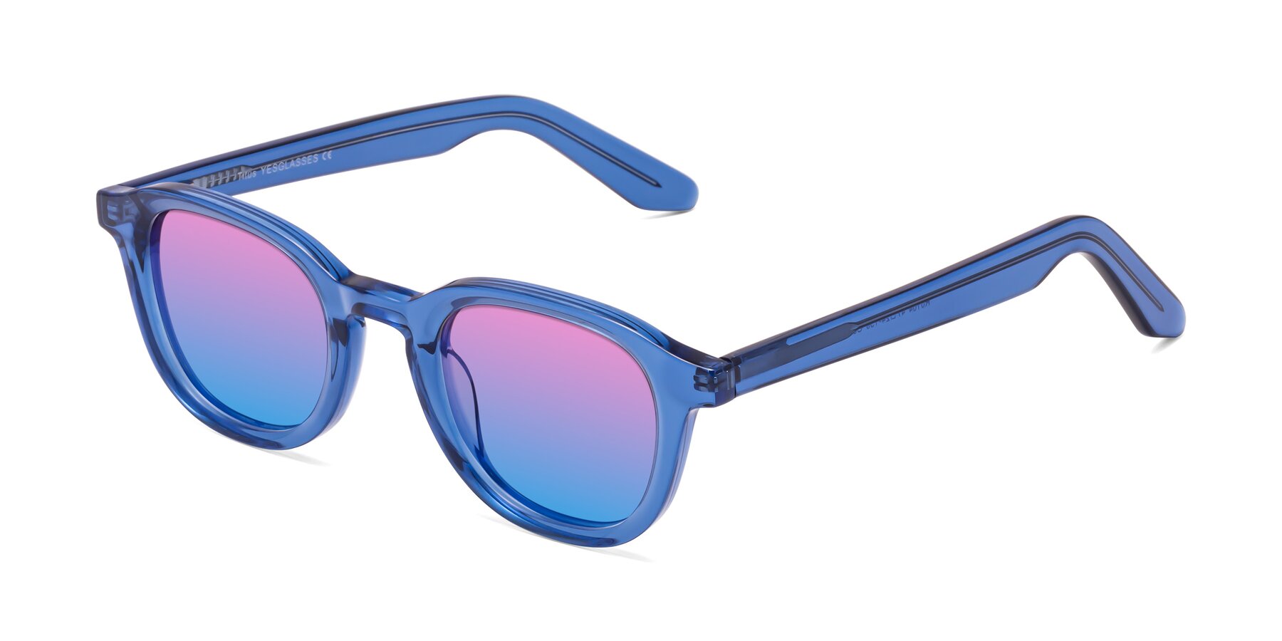 Angle of Titus in Translucent Blue with Pink / Blue Gradient Lenses