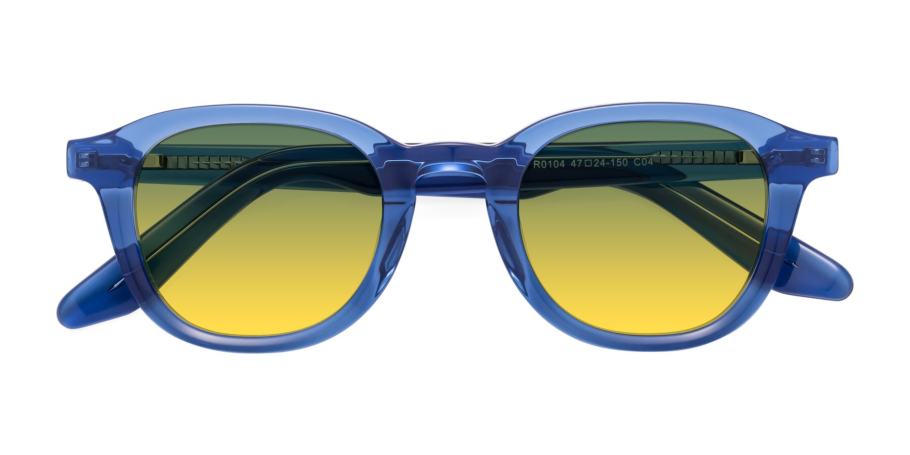Folded Front of Titus in Translucent Blue with Green / Yellow Gradient Lenses