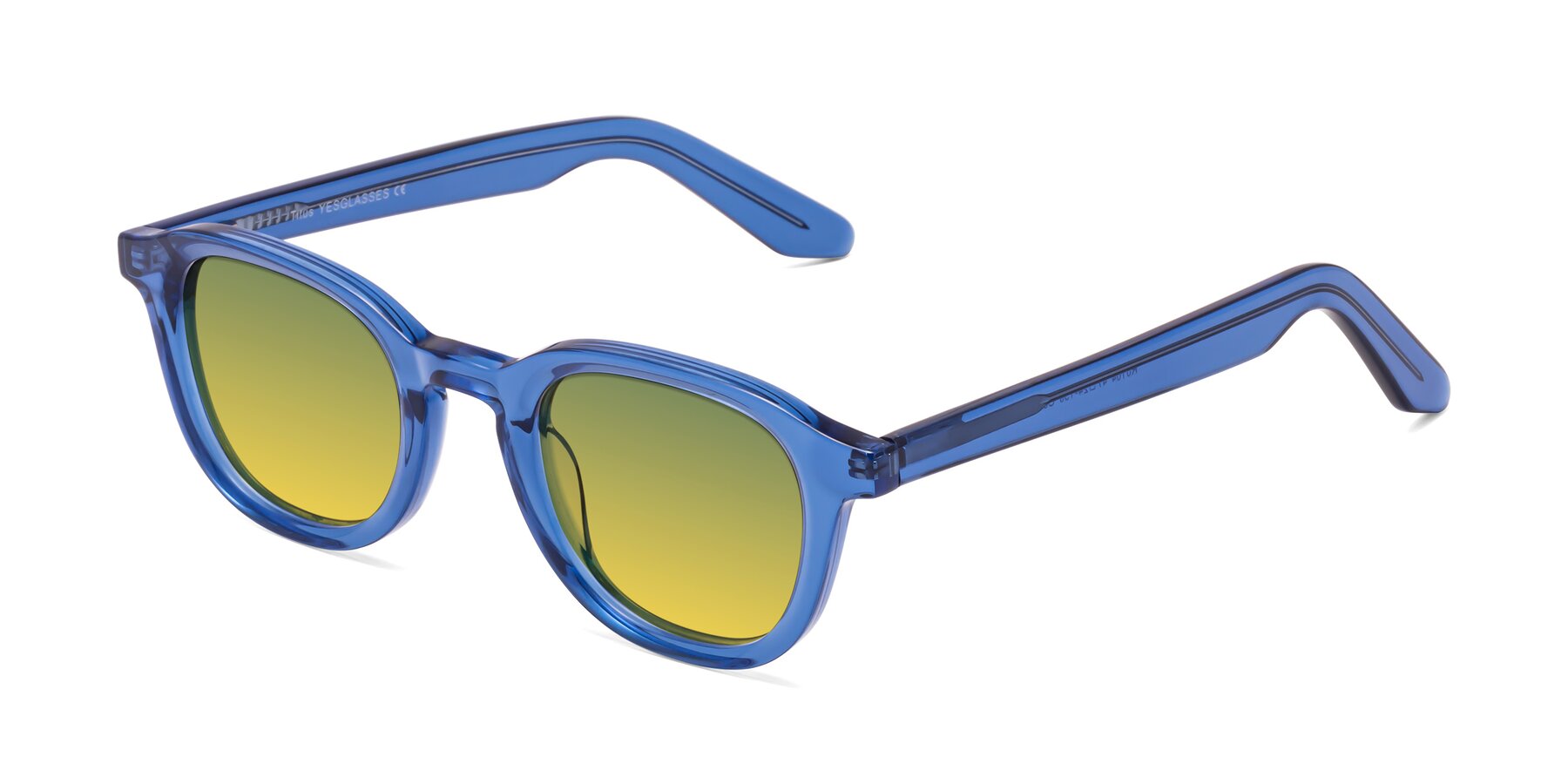 Angle of Titus in Translucent Blue with Green / Yellow Gradient Lenses