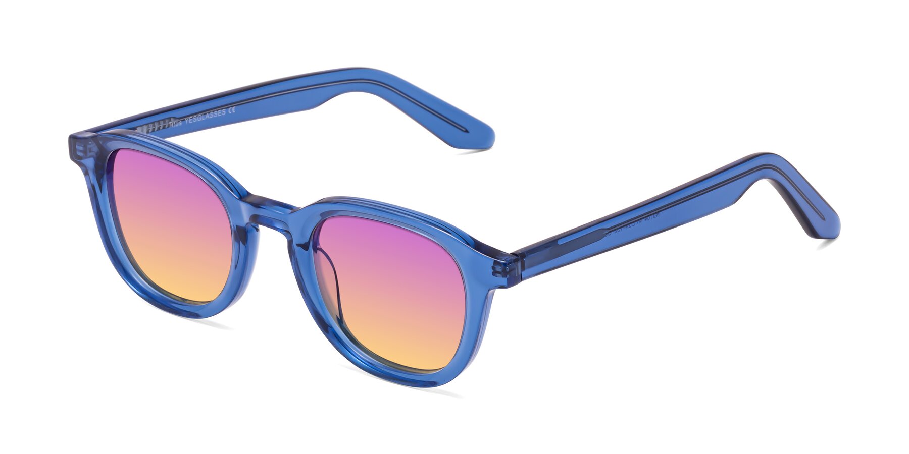 Angle of Titus in Translucent Blue with Purple / Yellow Gradient Lenses