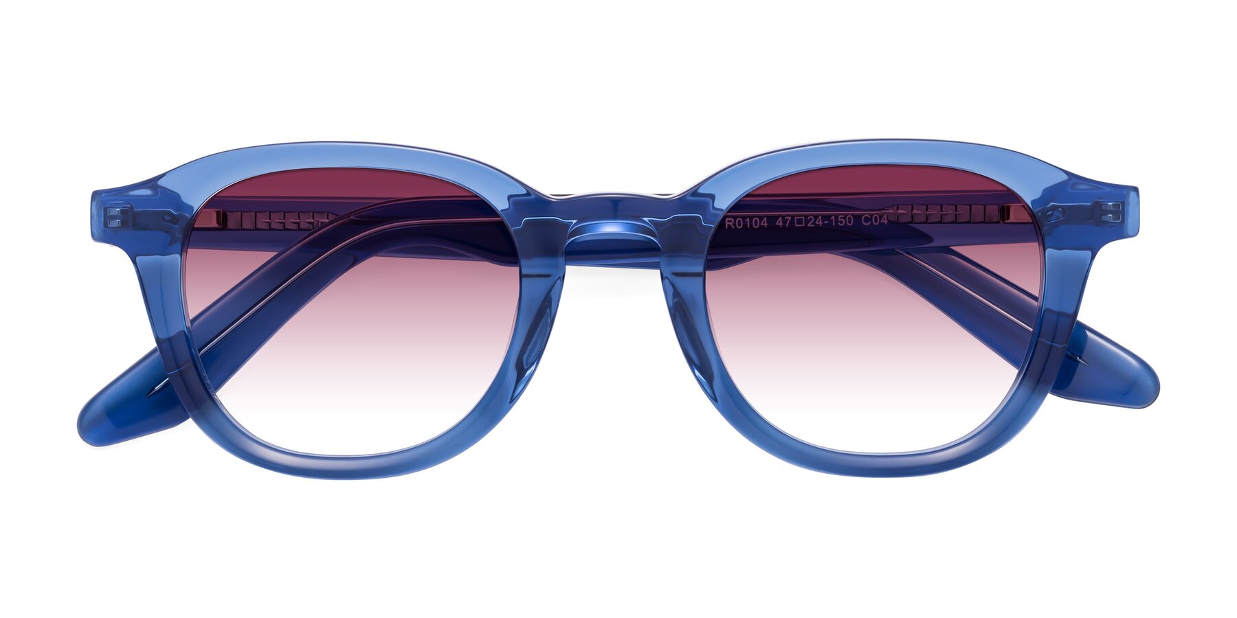 Folded Front of Titus in Translucent Blue with Wine Gradient Lenses