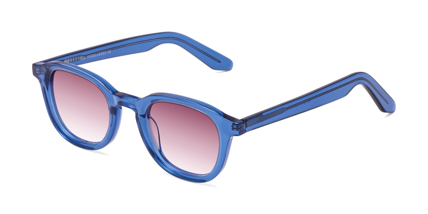 Angle of Titus in Translucent Blue with Wine Gradient Lenses