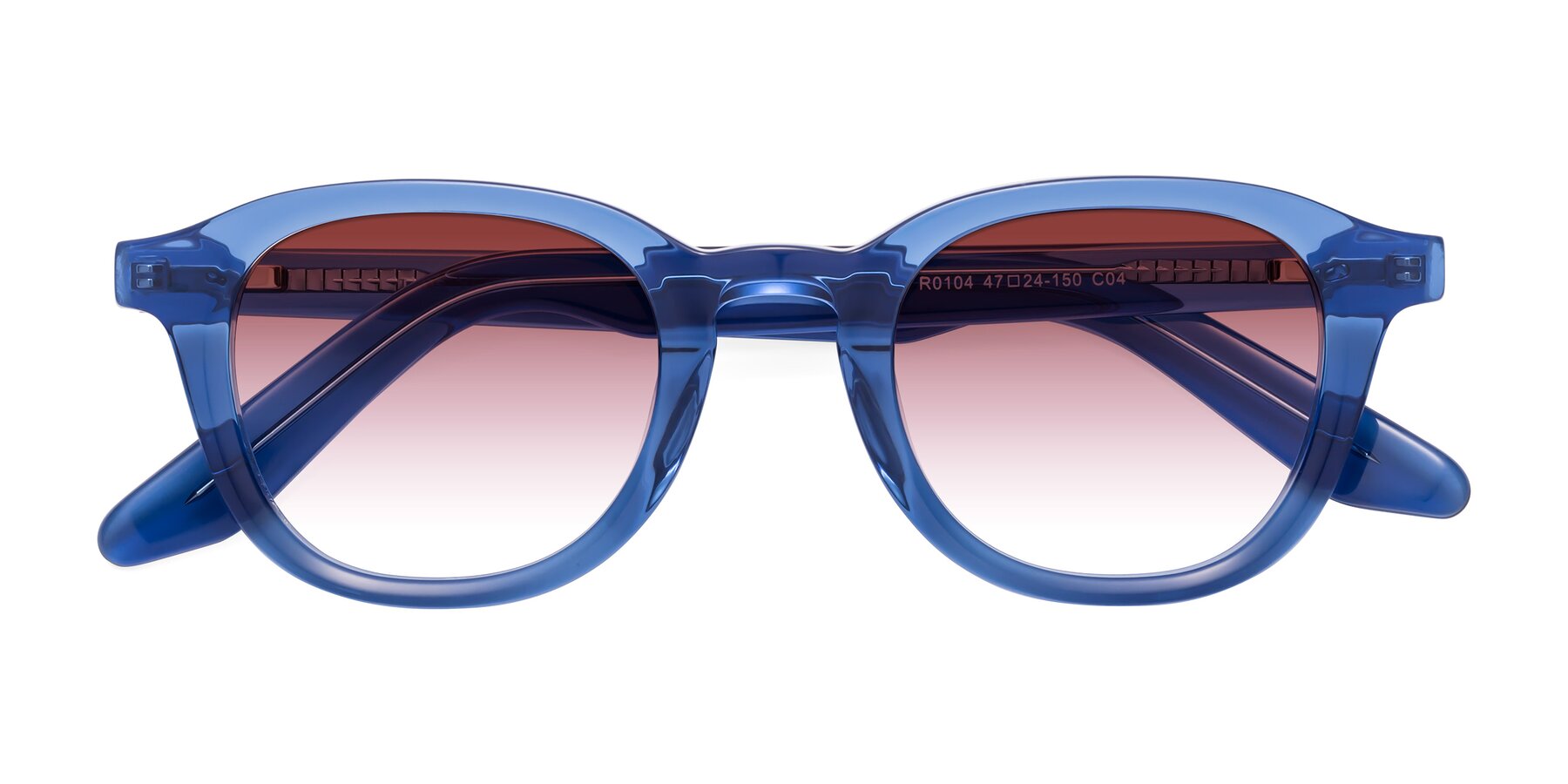 Folded Front of Titus in Translucent Blue with Garnet Gradient Lenses