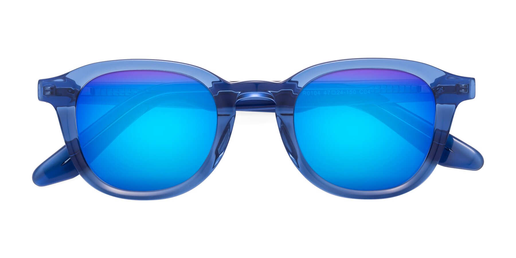 Folded Front of Titus in Translucent Blue with Blue Mirrored Lenses