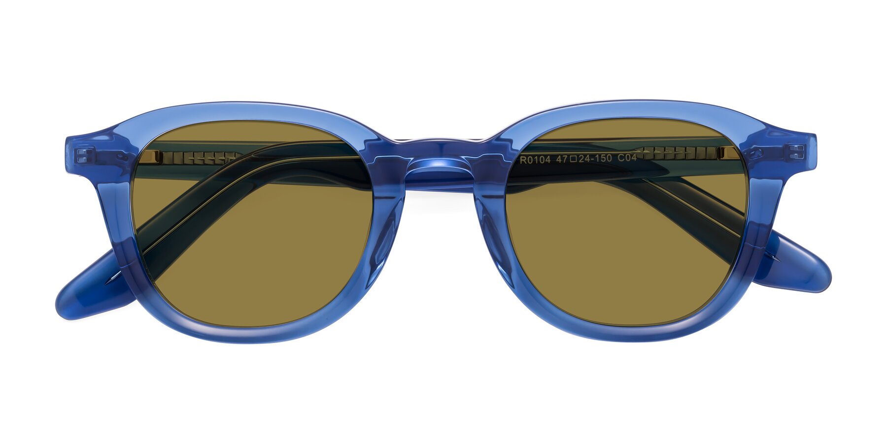 Folded Front of Titus in Translucent Blue with Brown Polarized Lenses