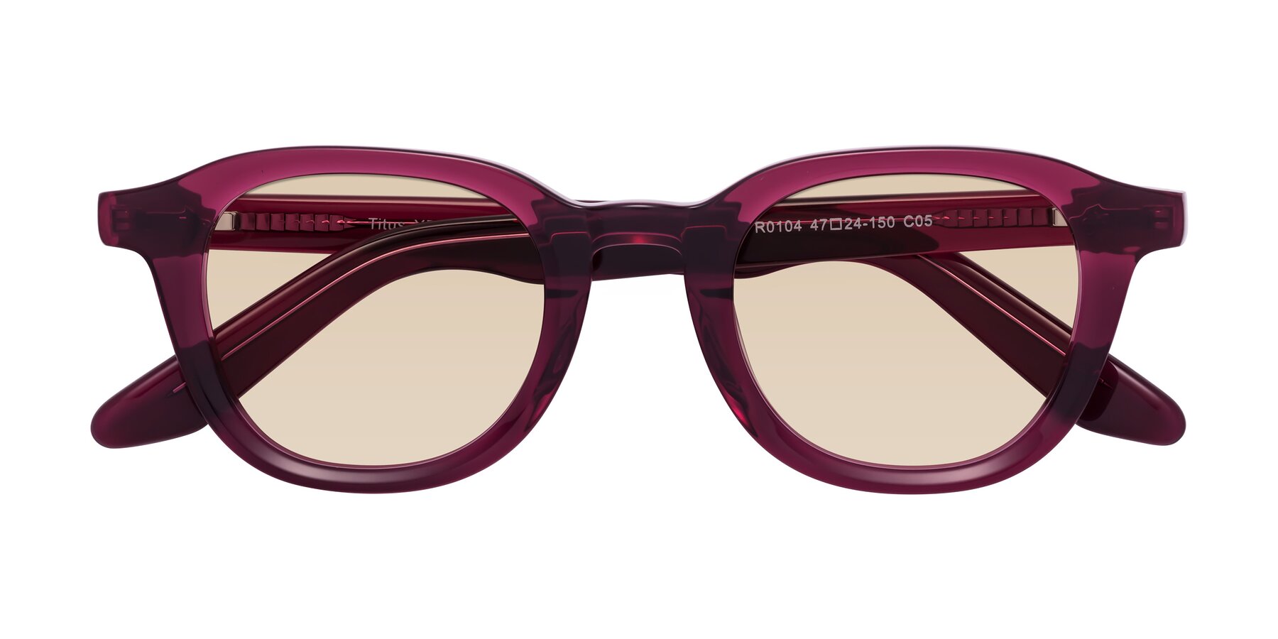 Folded Front of Titus in Wine with Light Brown Tinted Lenses