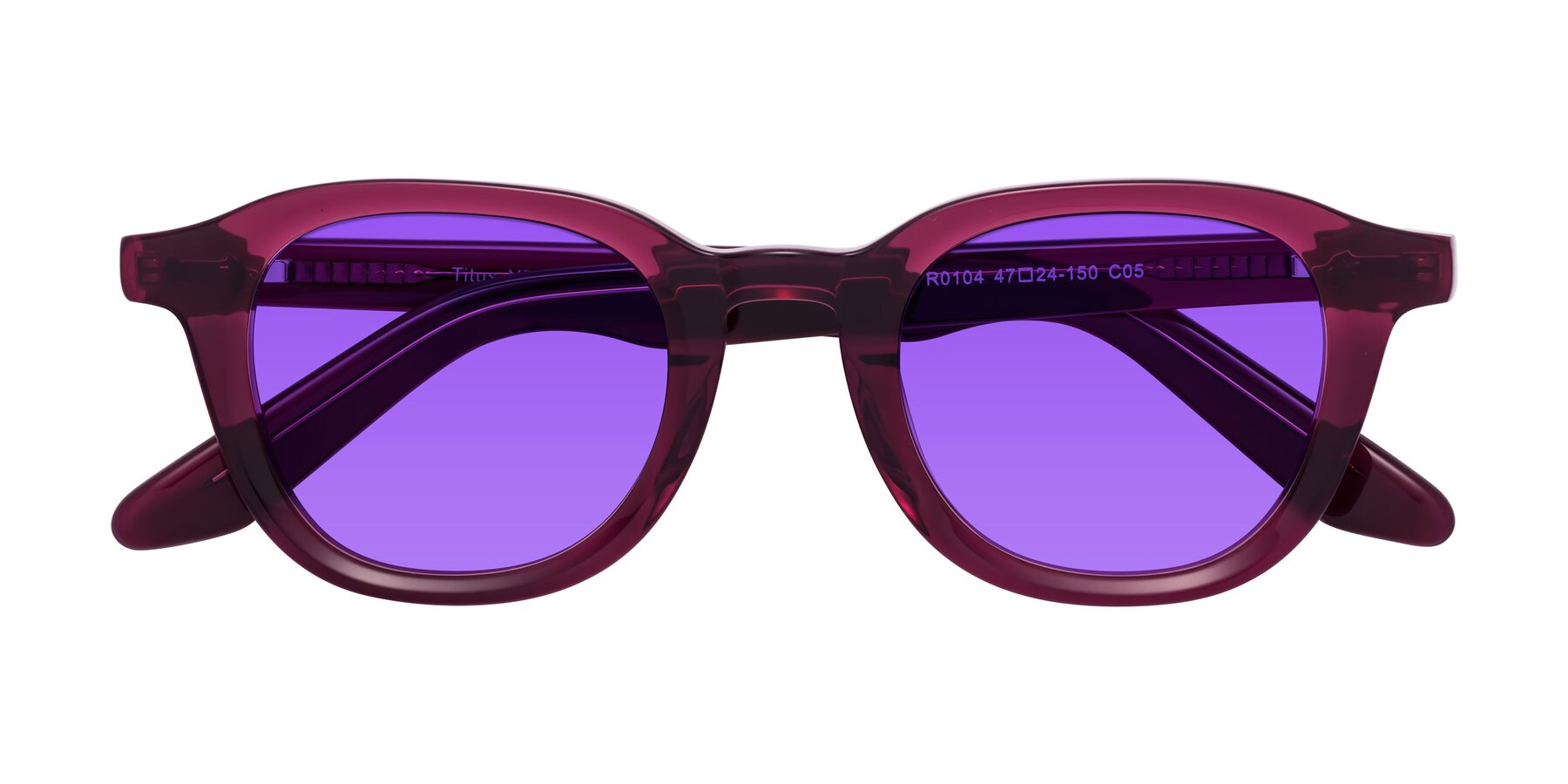 Folded Front of Titus in Wine with Purple Tinted Lenses