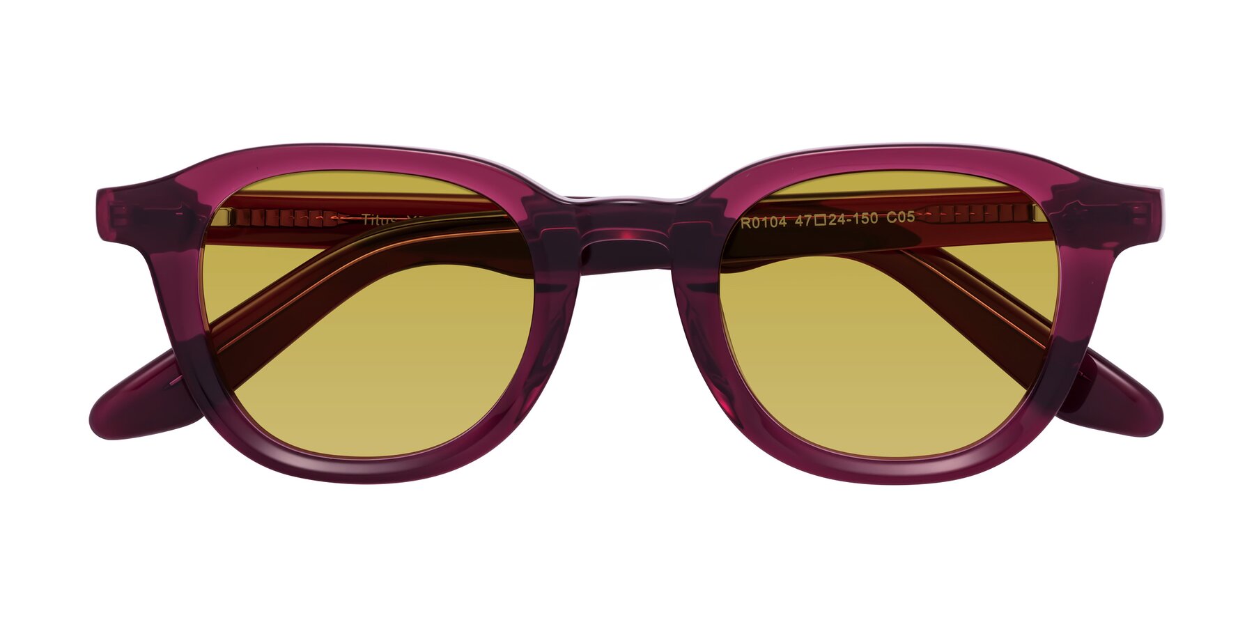 Folded Front of Titus in Wine with Champagne Tinted Lenses