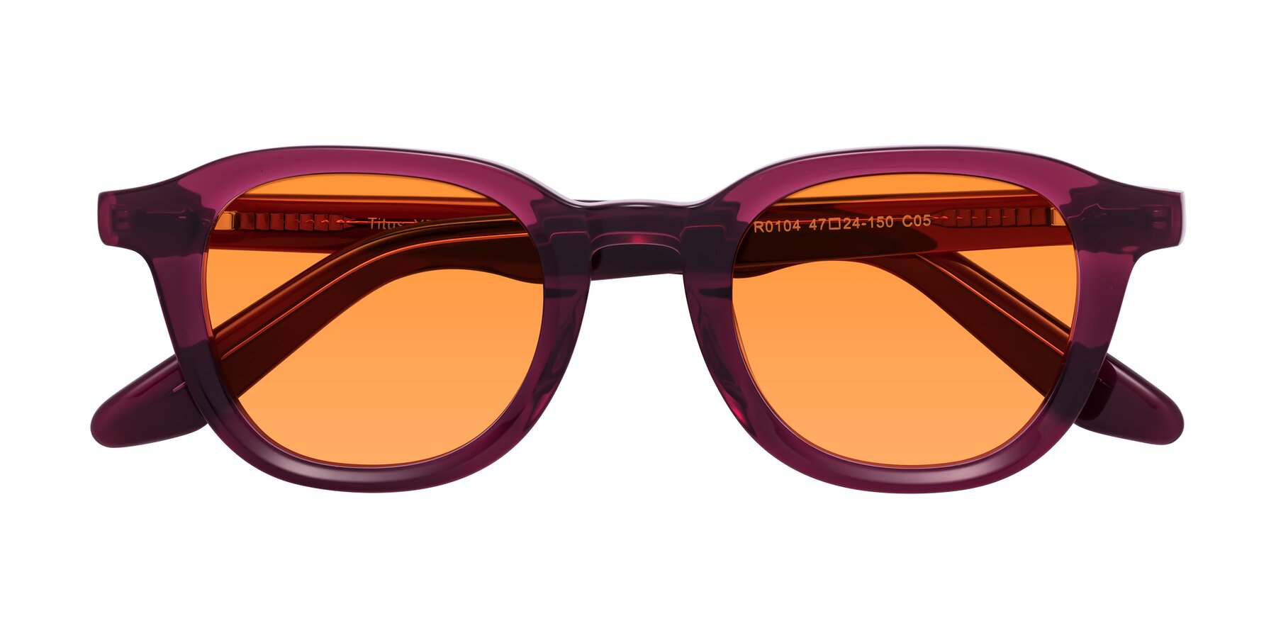 Folded Front of Titus in Wine with Orange Tinted Lenses