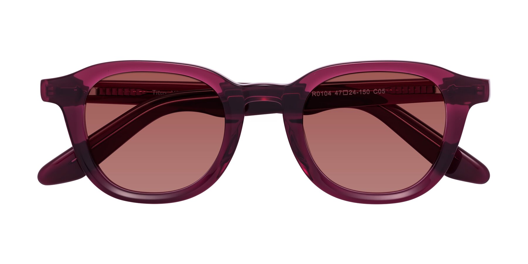 Folded Front of Titus in Wine with Garnet Tinted Lenses