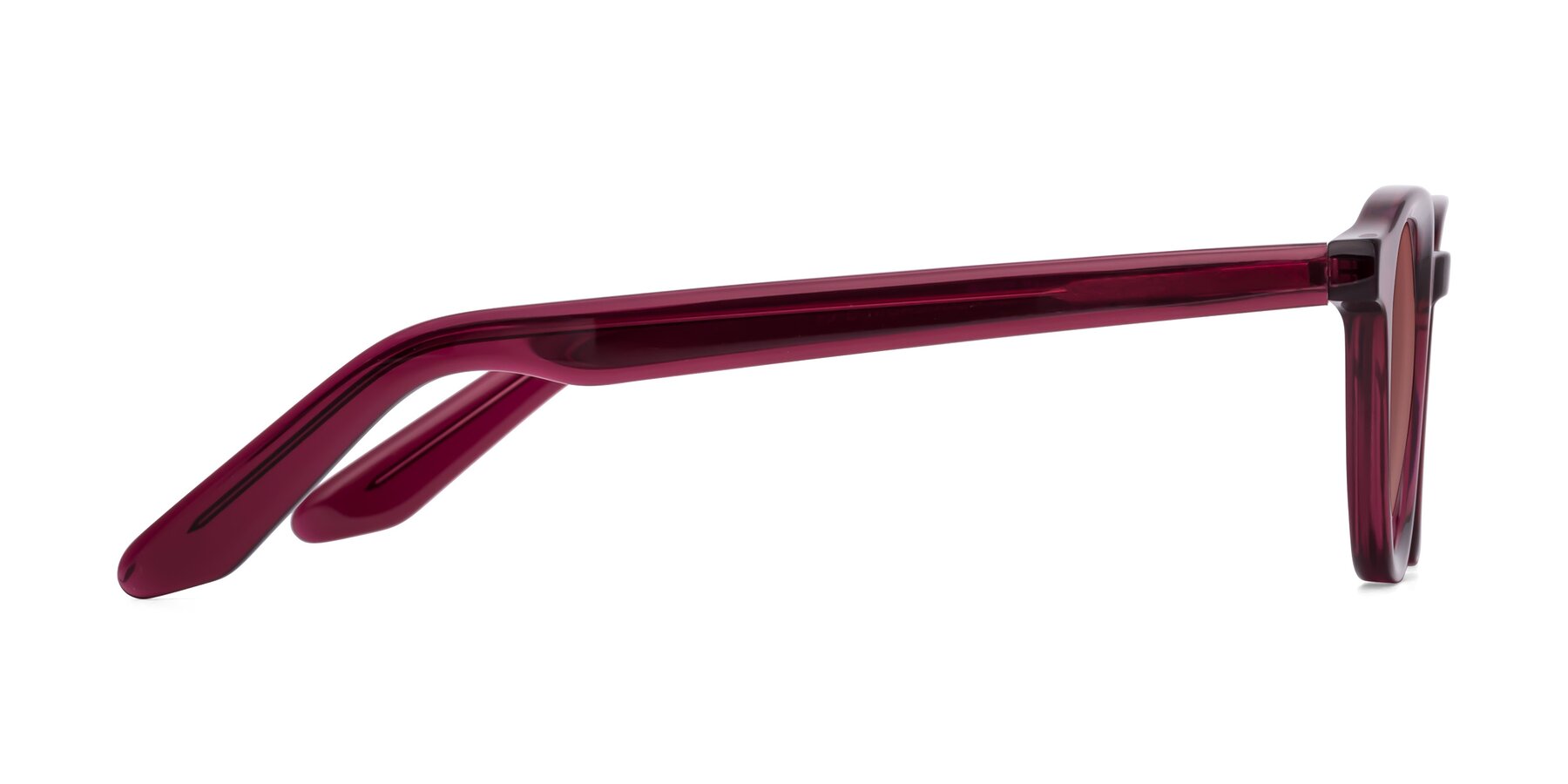 Side of Titus in Wine with Garnet Tinted Lenses