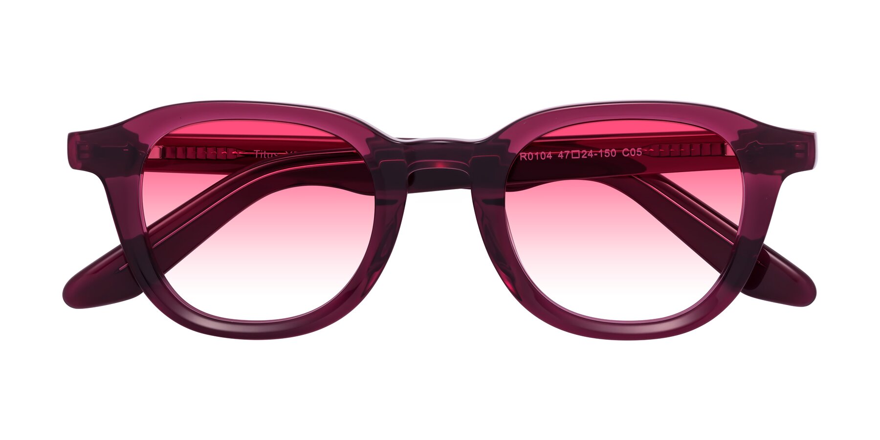 Folded Front of Titus in Wine with Pink Gradient Lenses