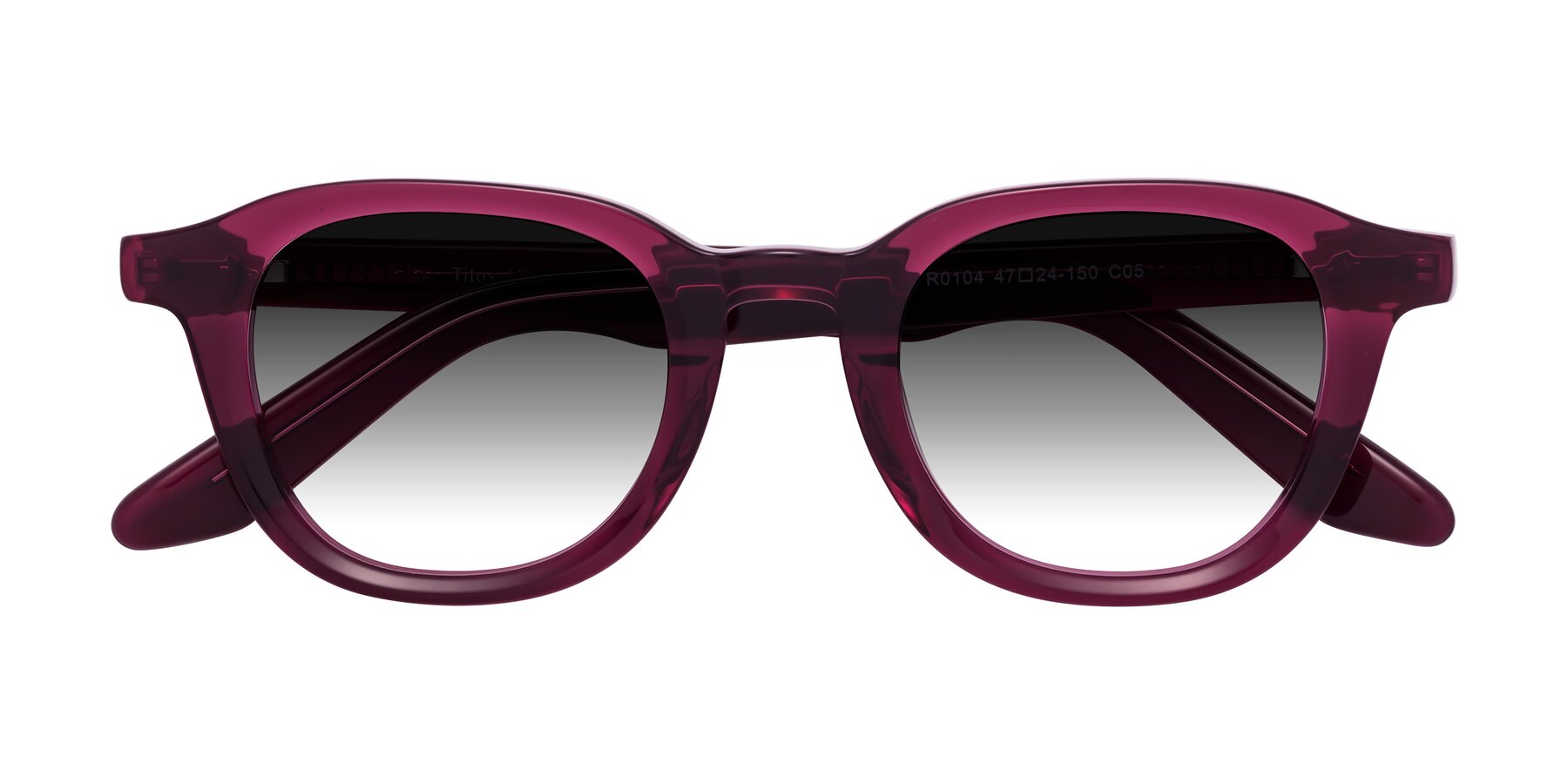 Folded Front of Titus in Wine with Gray Gradient Lenses