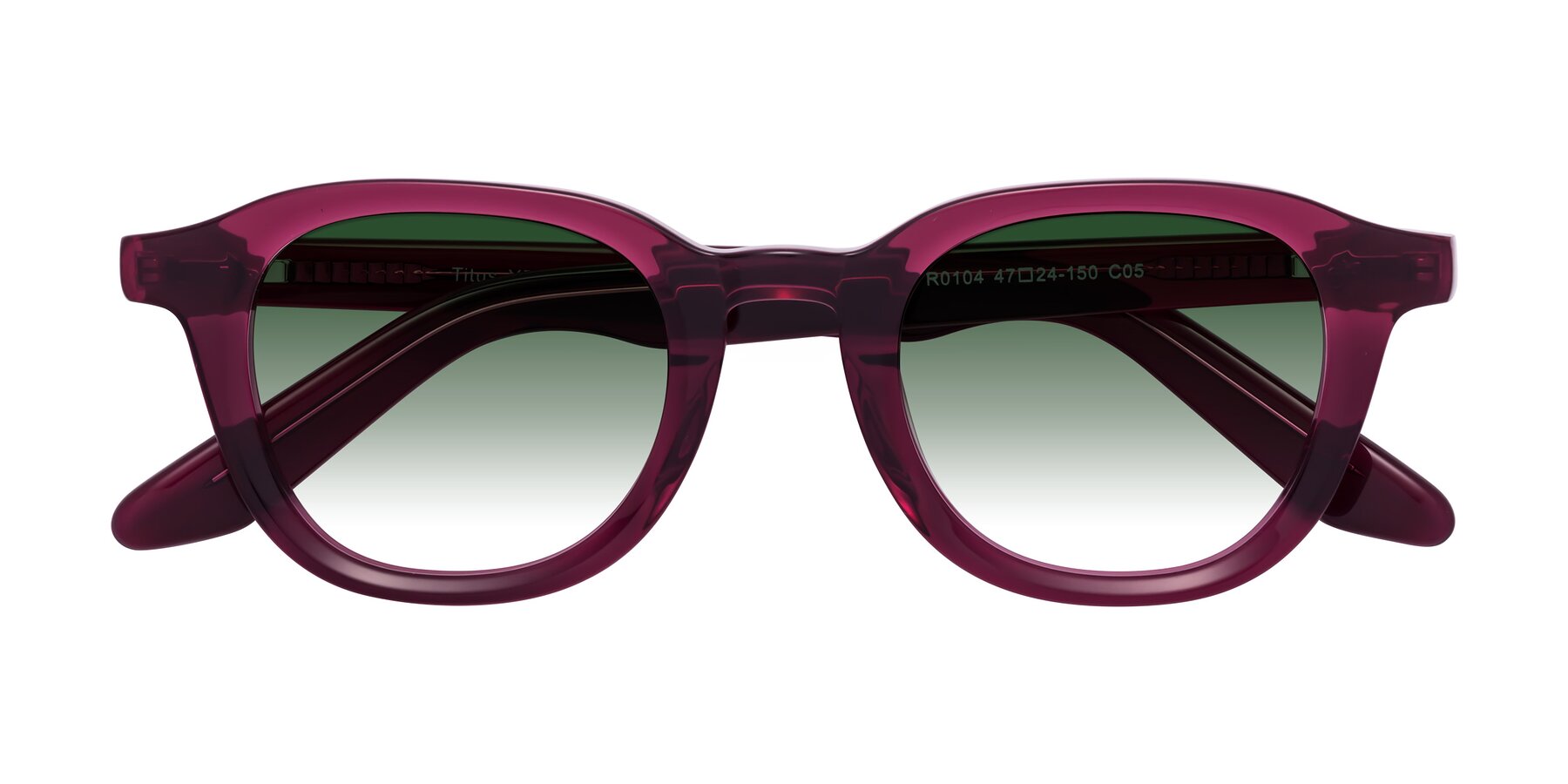 Folded Front of Titus in Wine with Green Gradient Lenses