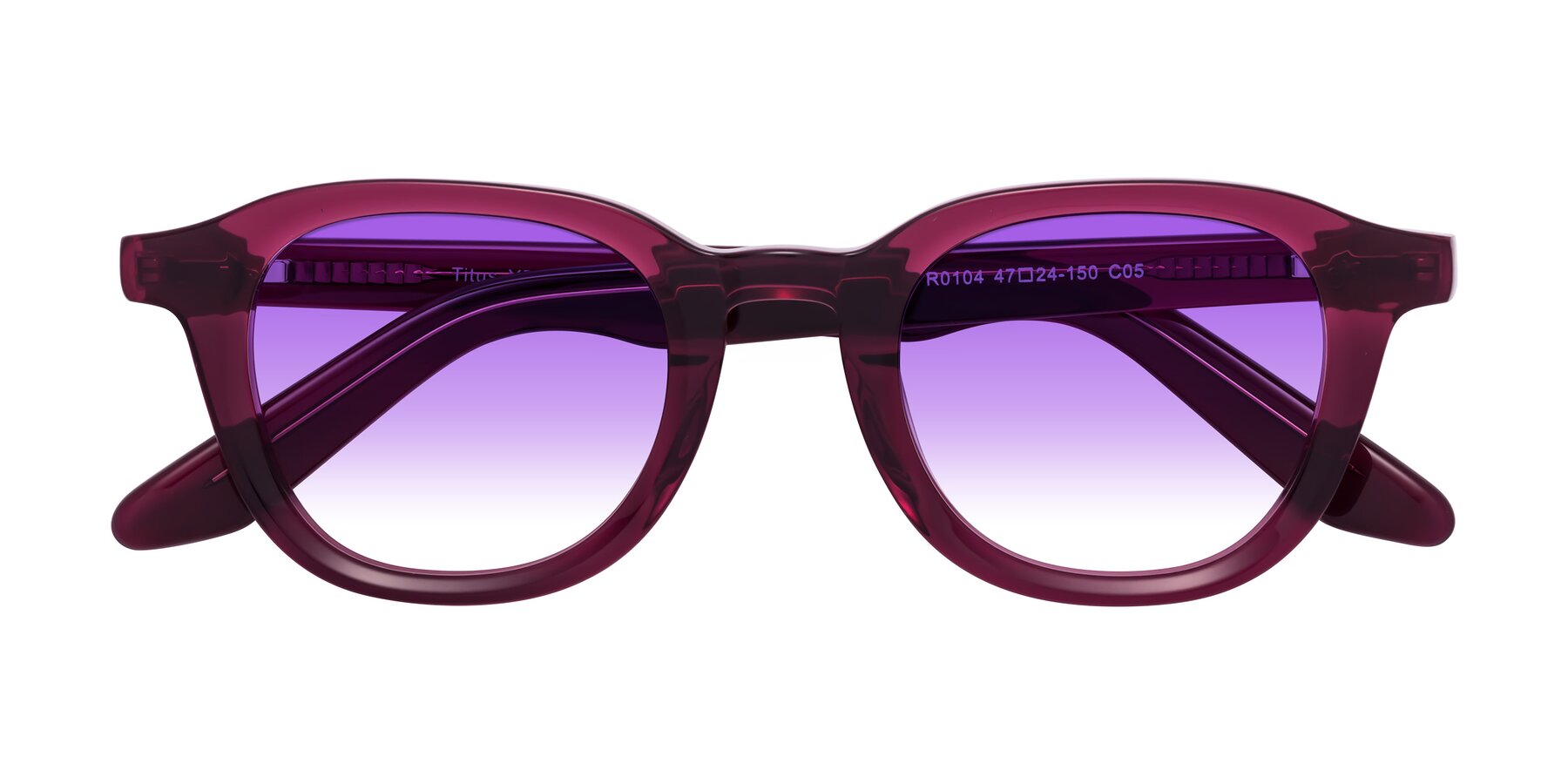 Folded Front of Titus in Wine with Purple Gradient Lenses