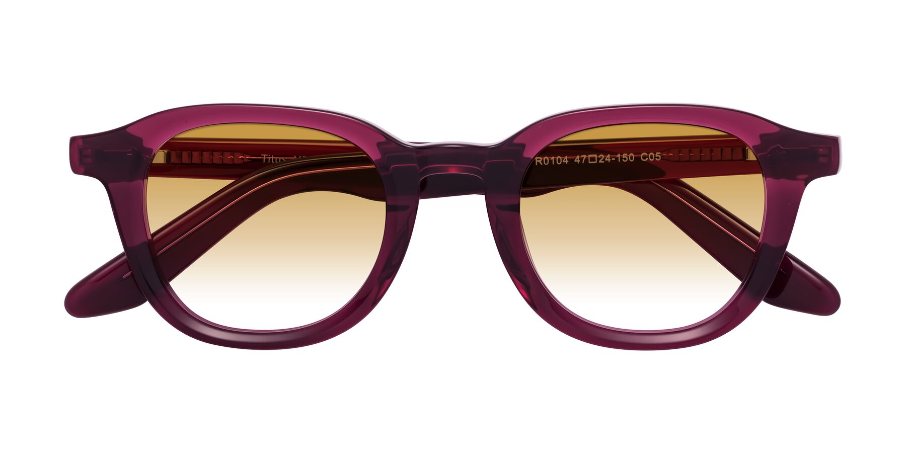 Folded Front of Titus in Wine with Champagne Gradient Lenses