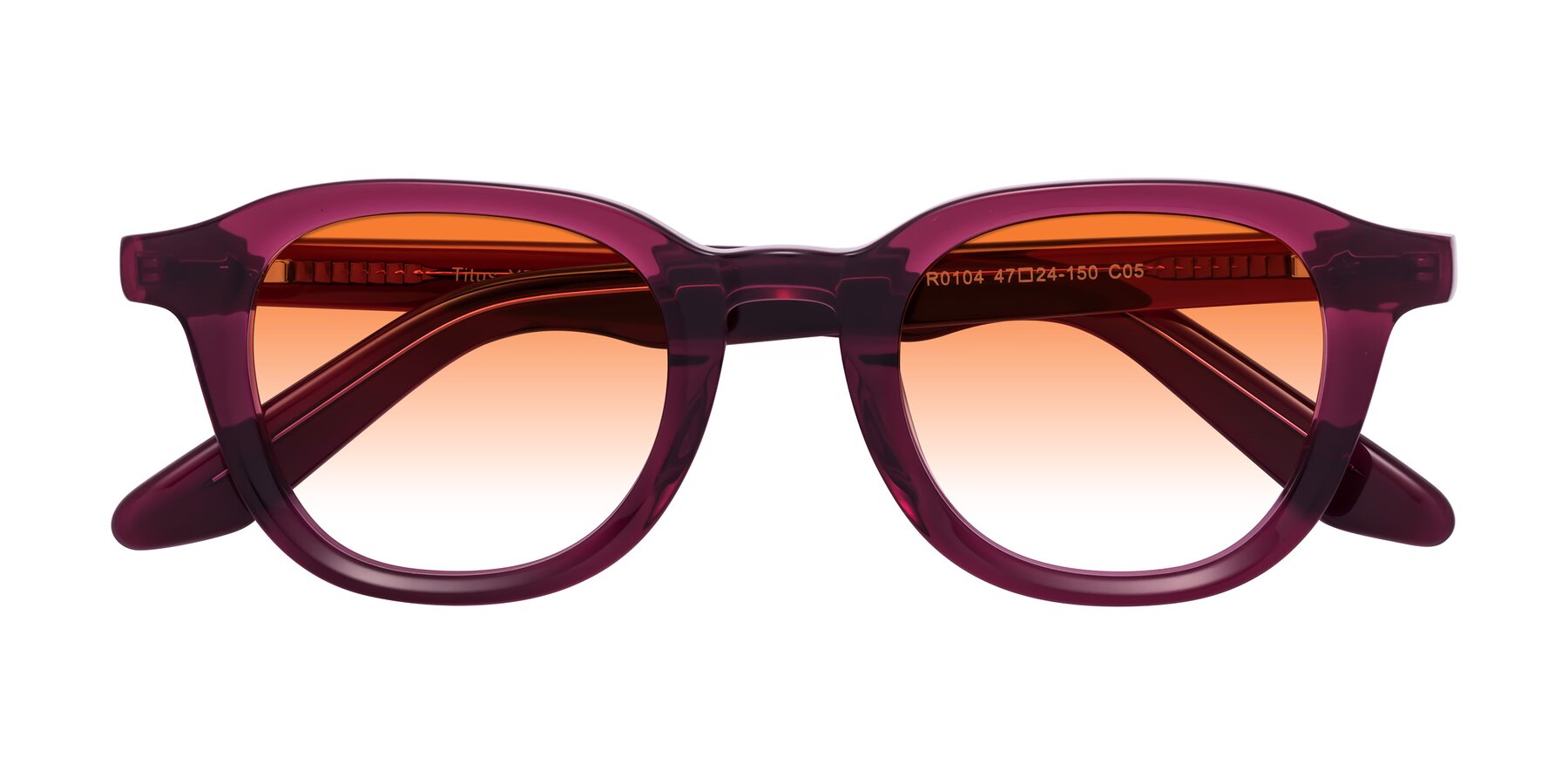 Folded Front of Titus in Wine with Orange Gradient Lenses