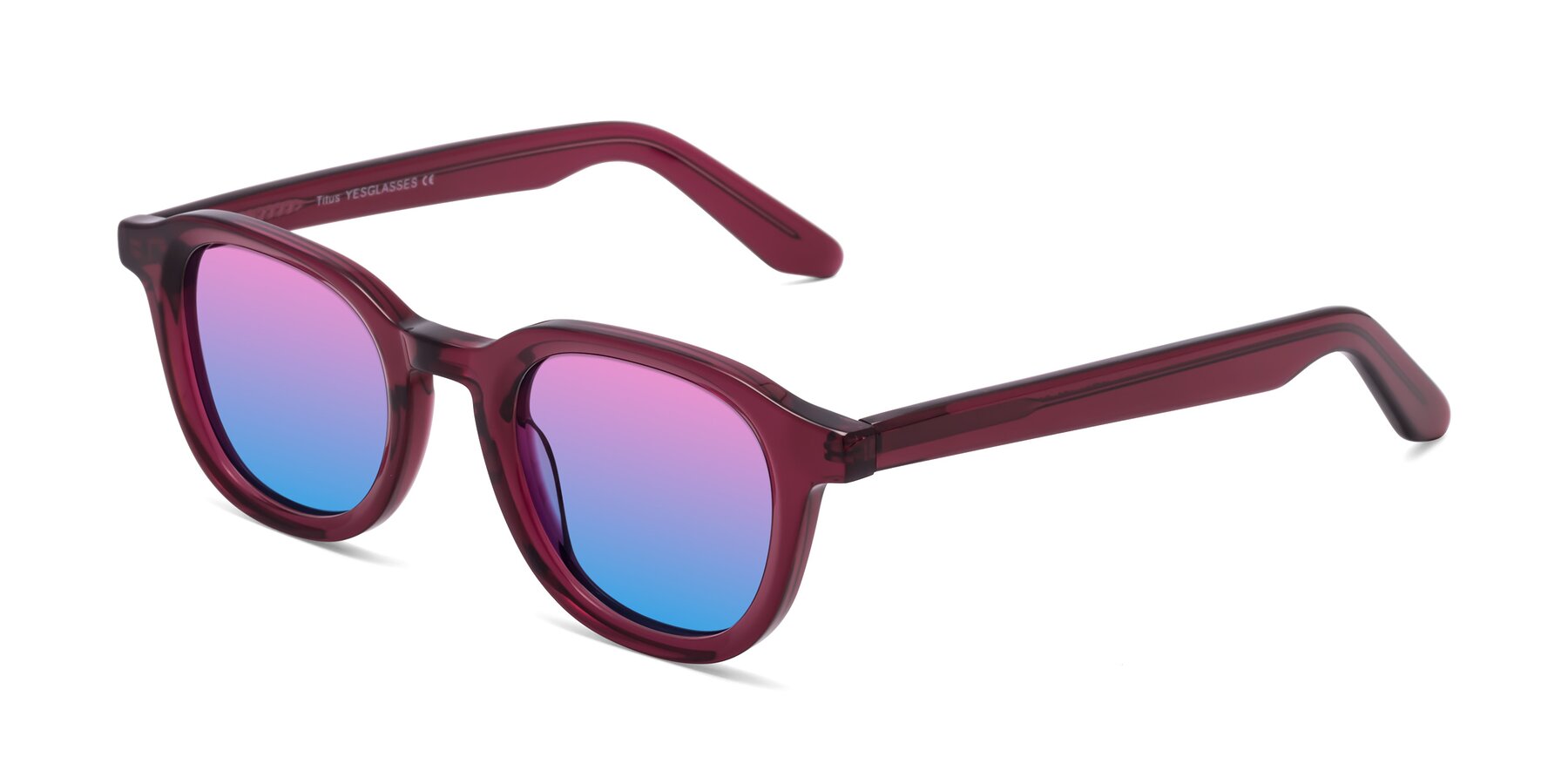 Angle of Titus in Wine with Pink / Blue Gradient Lenses